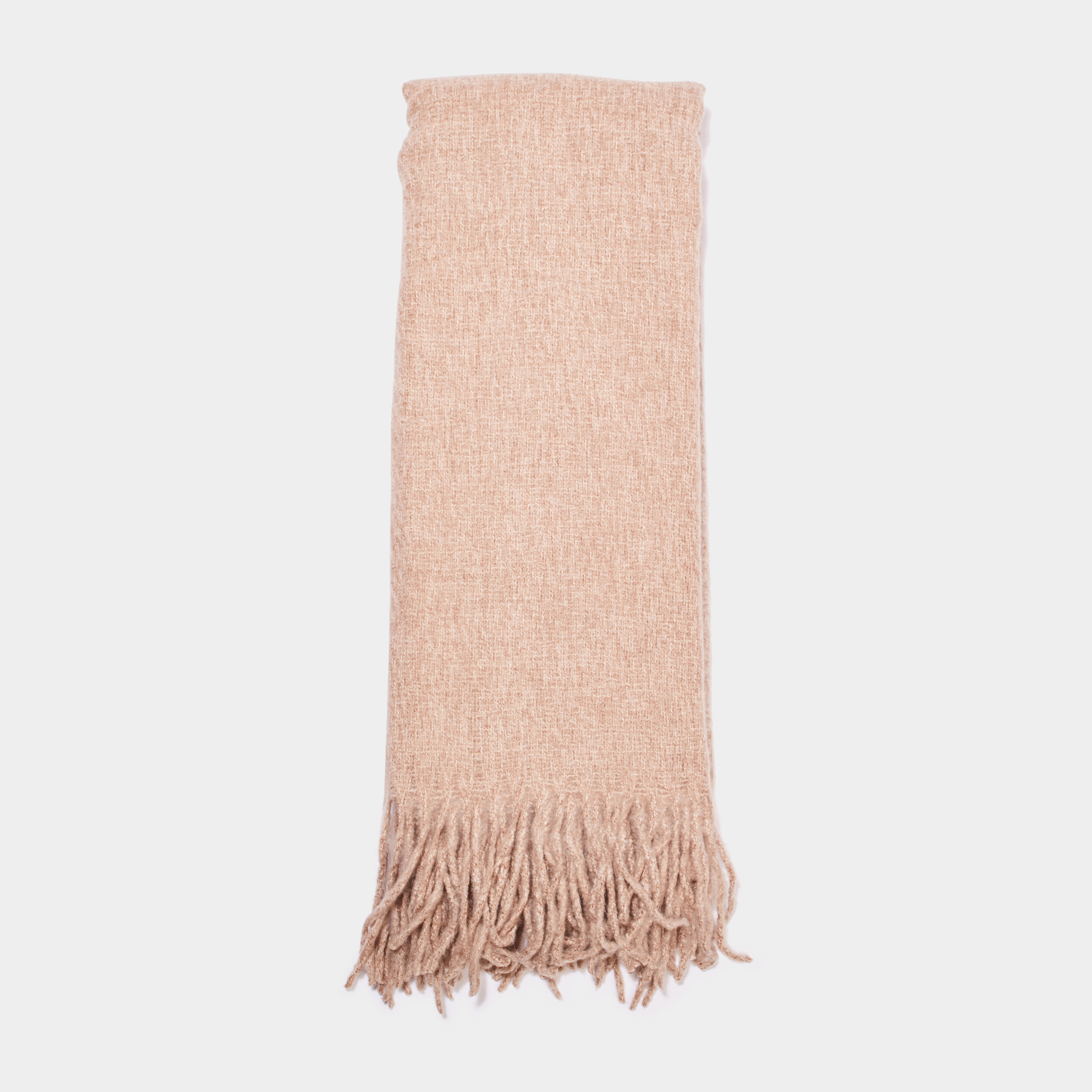 Écharpe unie à franges sable femme