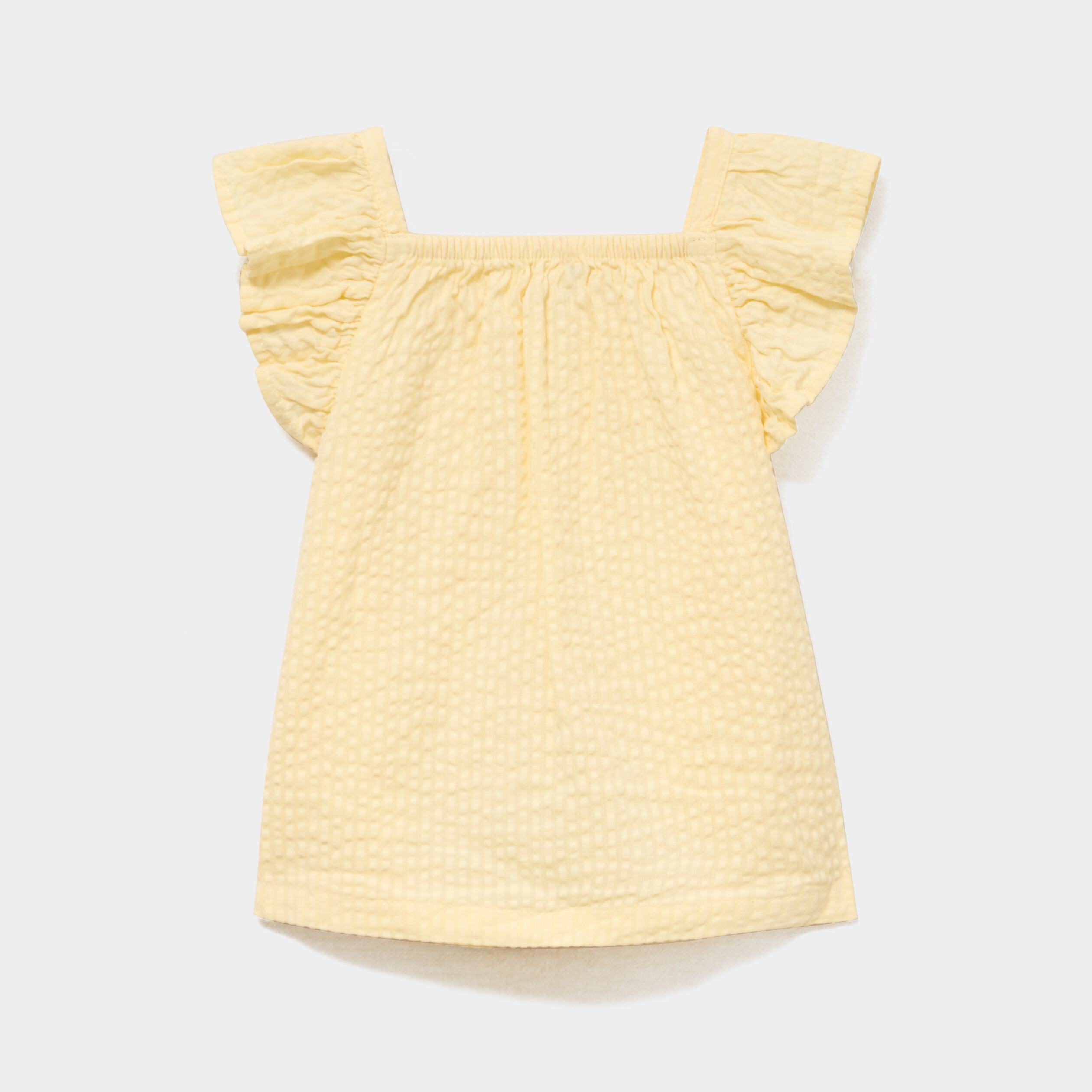 Ensemble 2 pi&egrave;ces d&eacute;bardeur short coton jaune clair b&eacute;b&eacute; fille