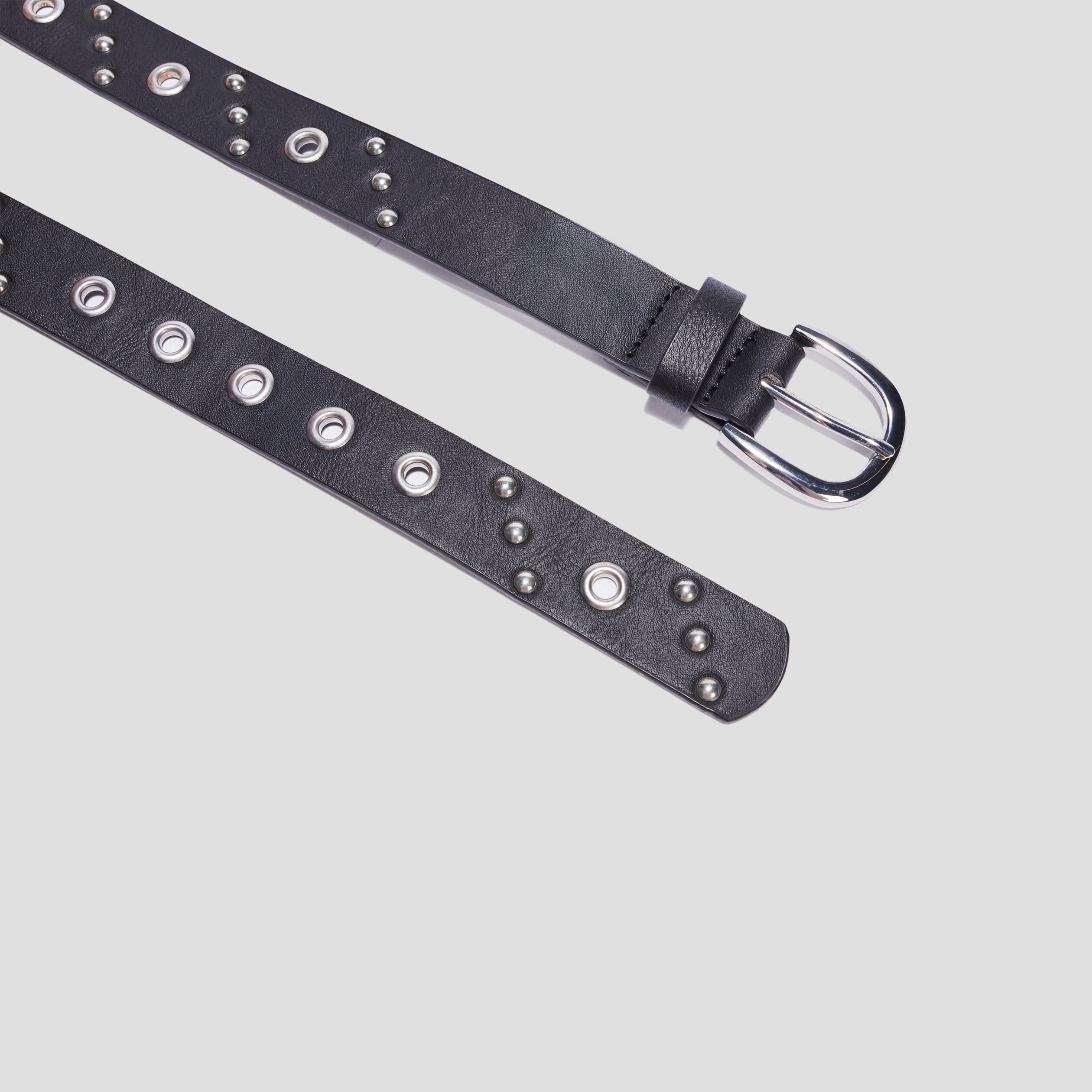 Ceinture &agrave; clous et oeillets noir femme