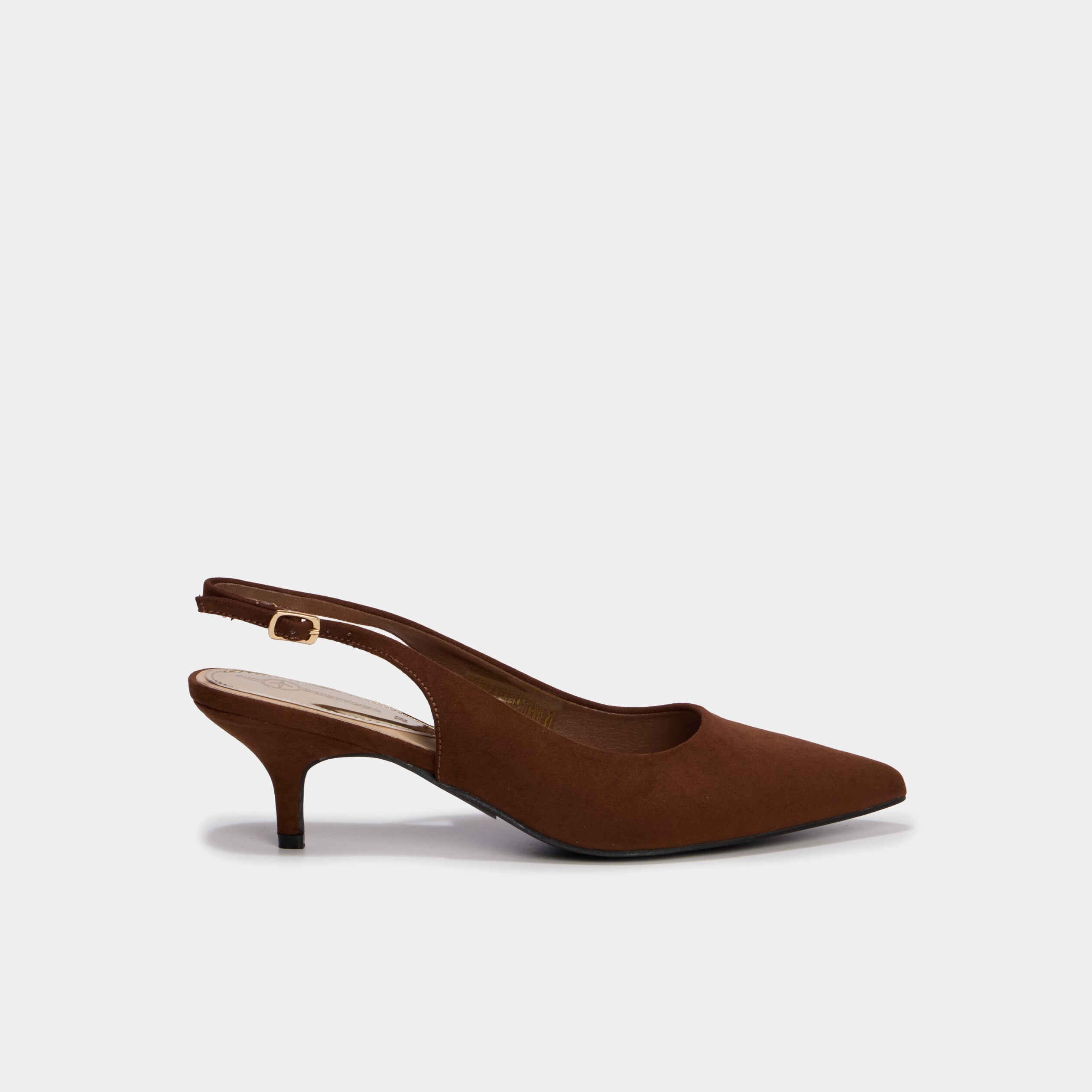 Escarpins slingback &agrave; talons aiguilles marron fonc&eacute; femme