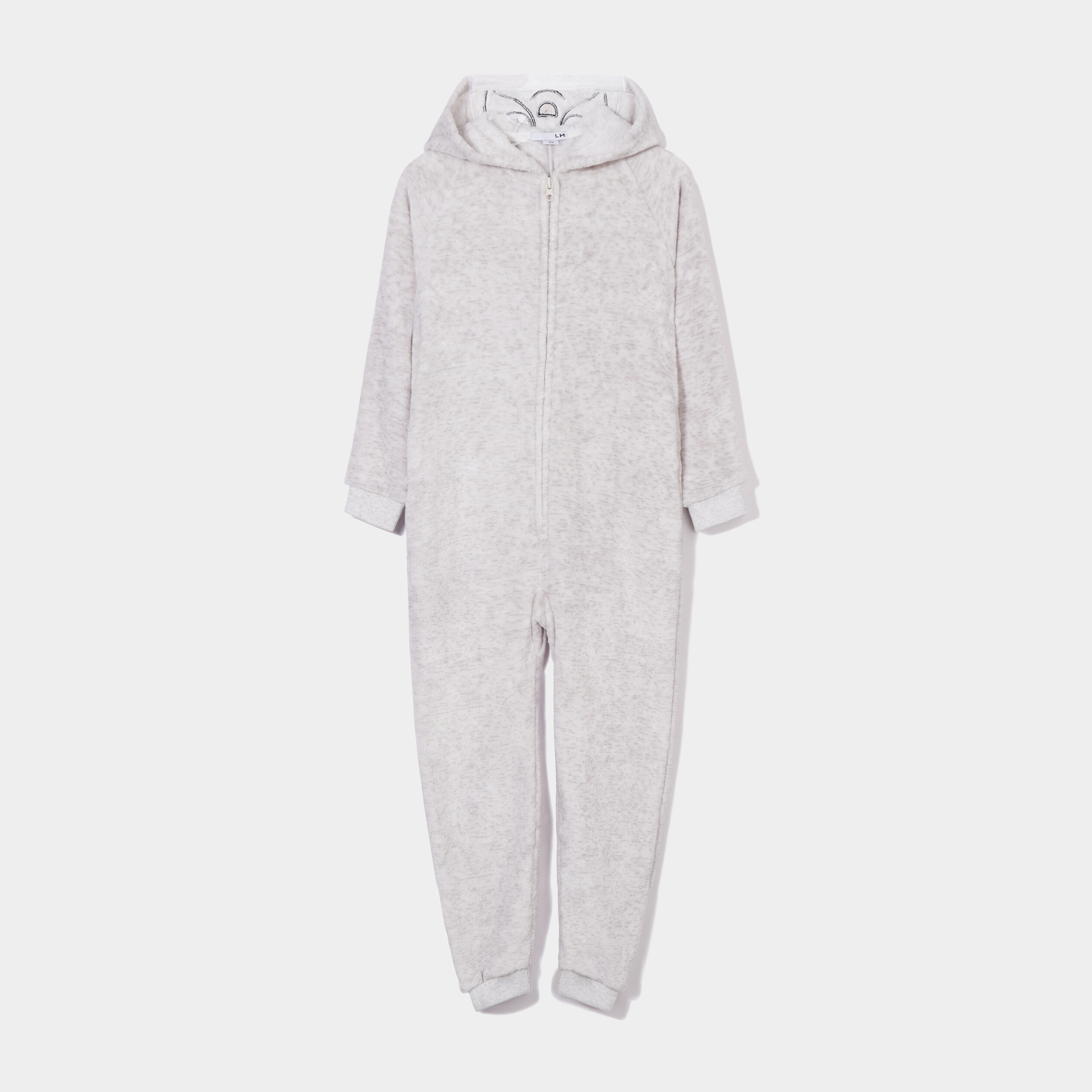 Combinaison pyjama pilou à capuche gris garçon