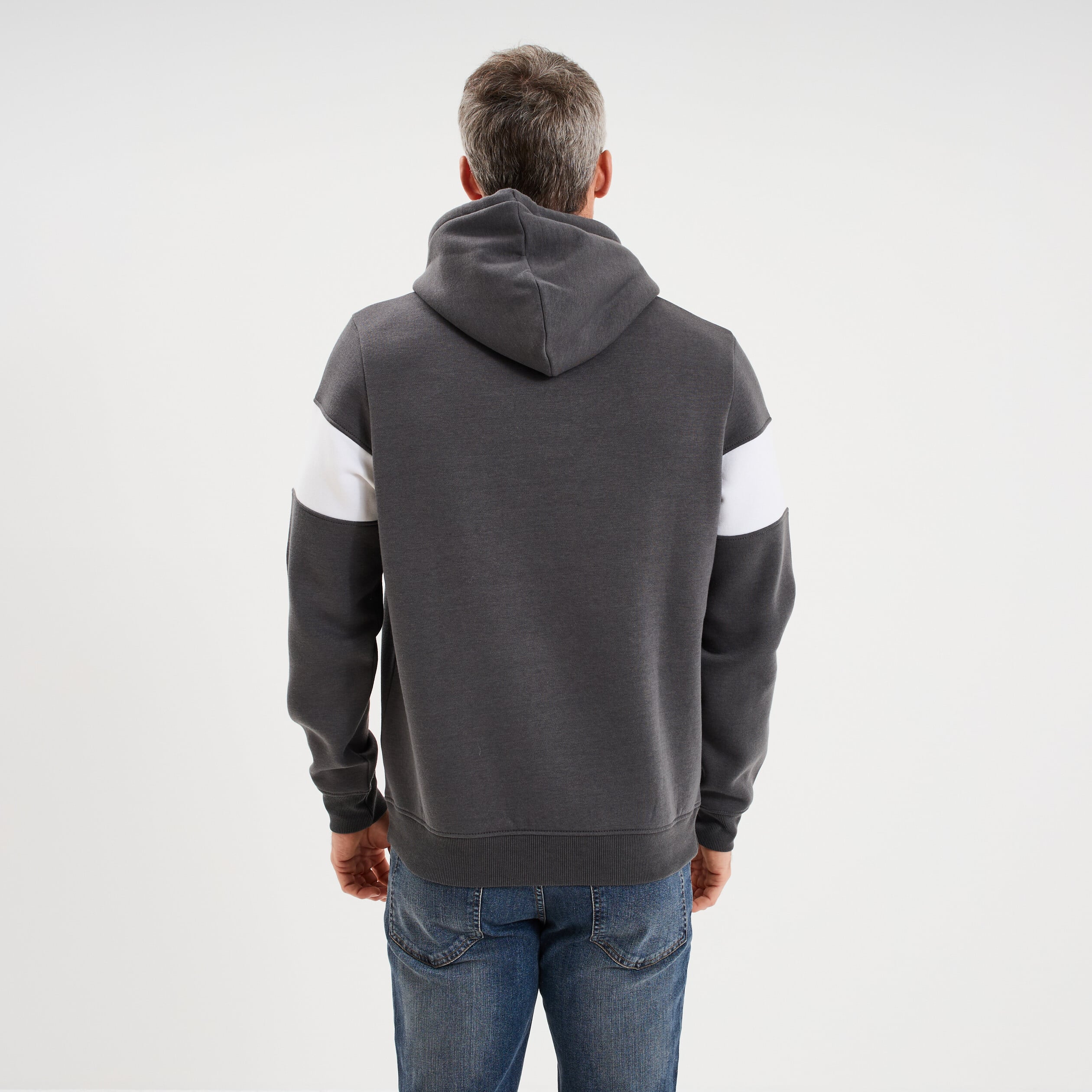 Sweat hoodie molleton manches longues gris fonc&eacute; homme
