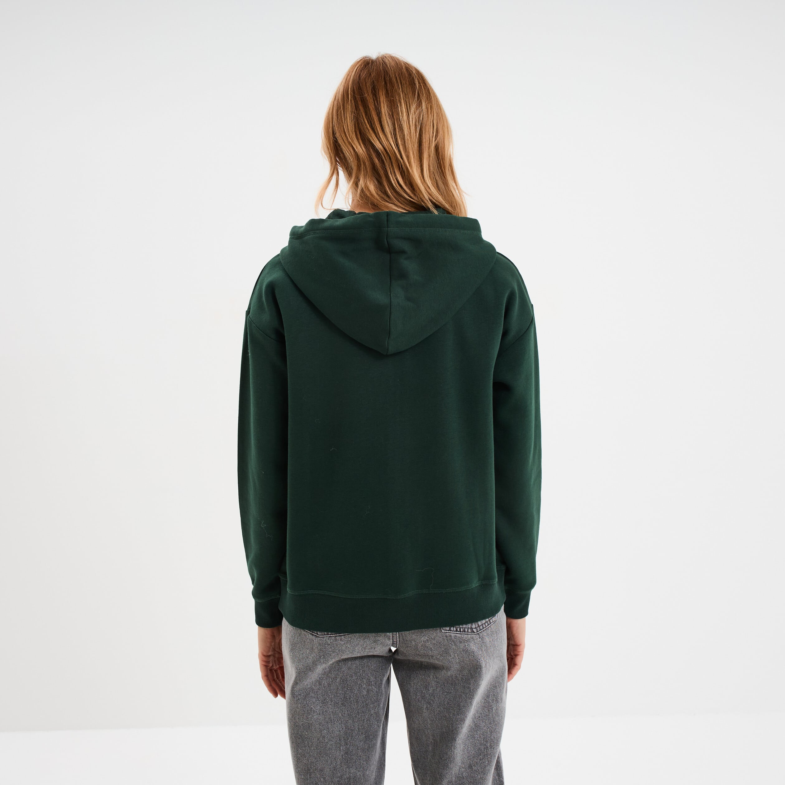Sweat zipp&eacute; &agrave; capuche vert fonc&eacute; femme