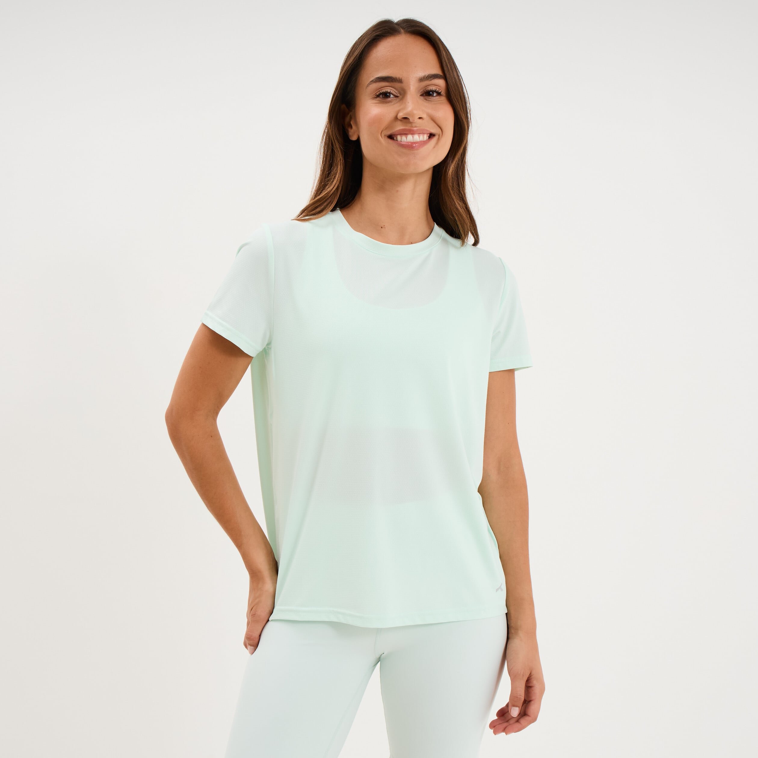 T-shirt de sport droit manches courtes bleu turquoise femme