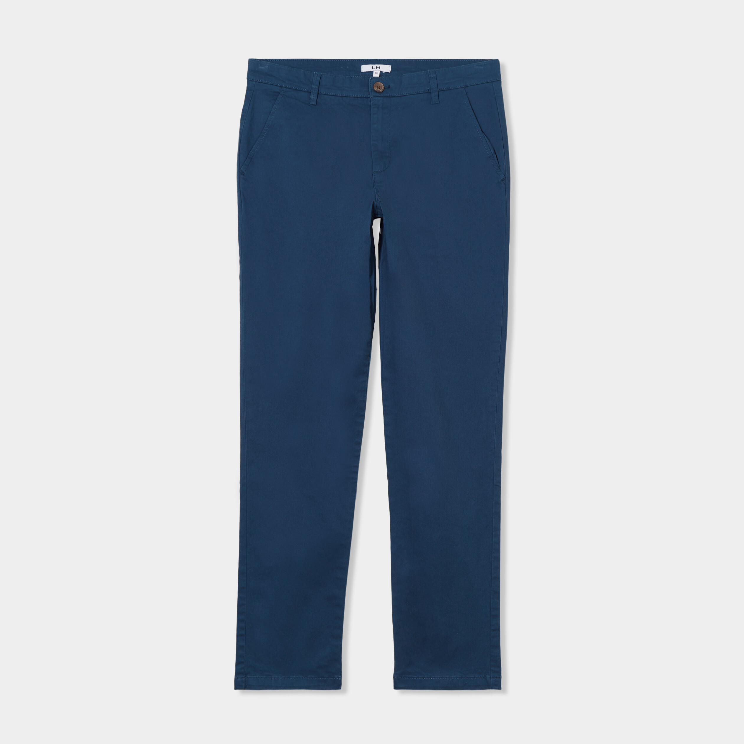 pantalon chino droit stretch retrousse bleu fonce homme Pantalon chino droit stretch retroussé bleu foncé homme