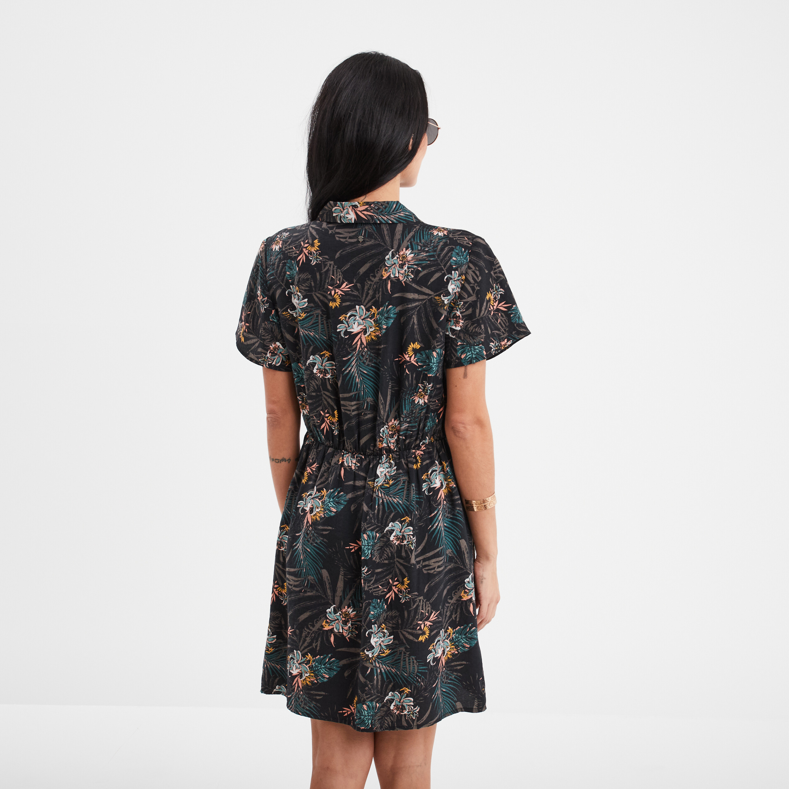 robe courte taille effet noue noir femme Robe courte taille effet noué noir femme
