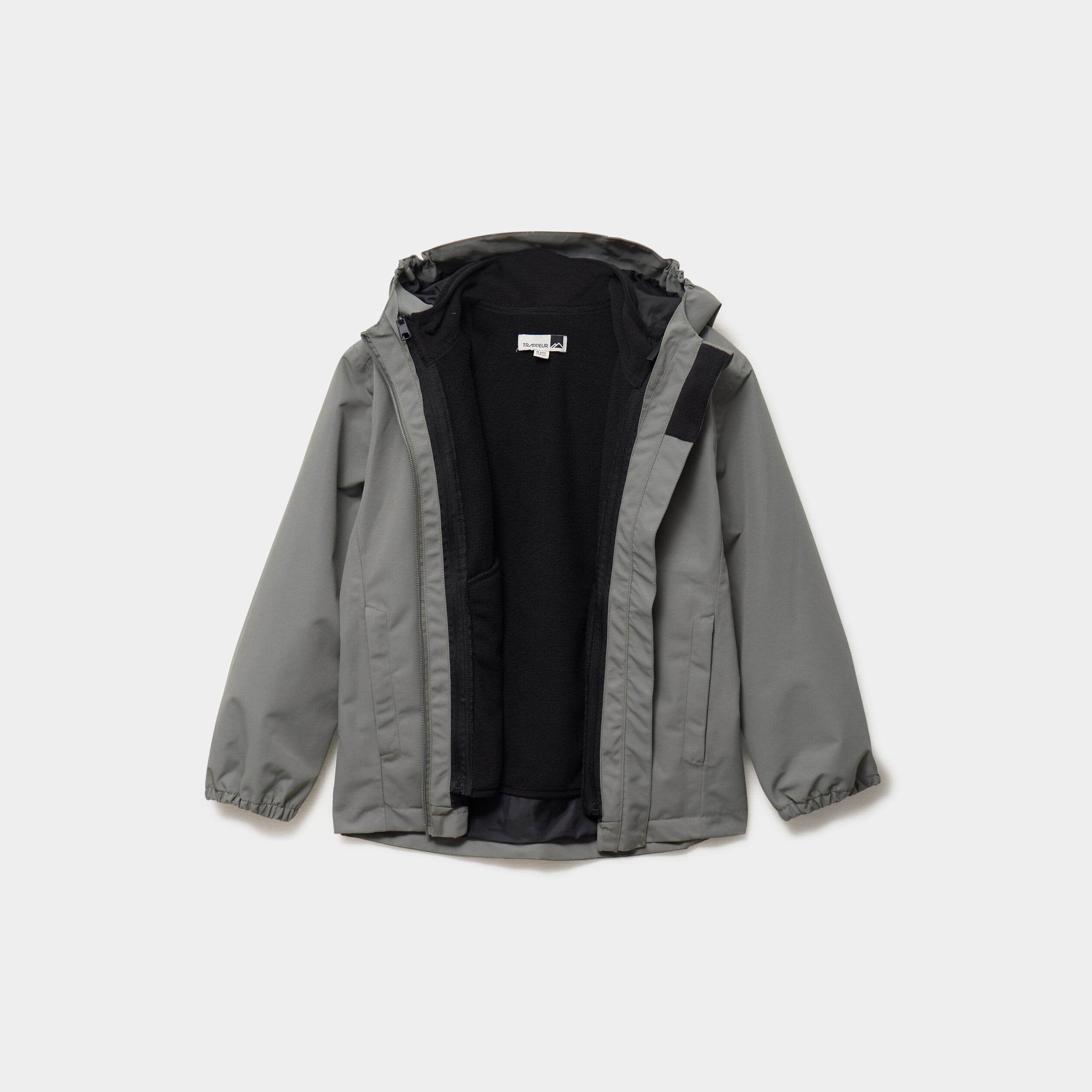 Parka 3-en-1 imperm&eacute;able &agrave; capuche gris gar&ccedil;on