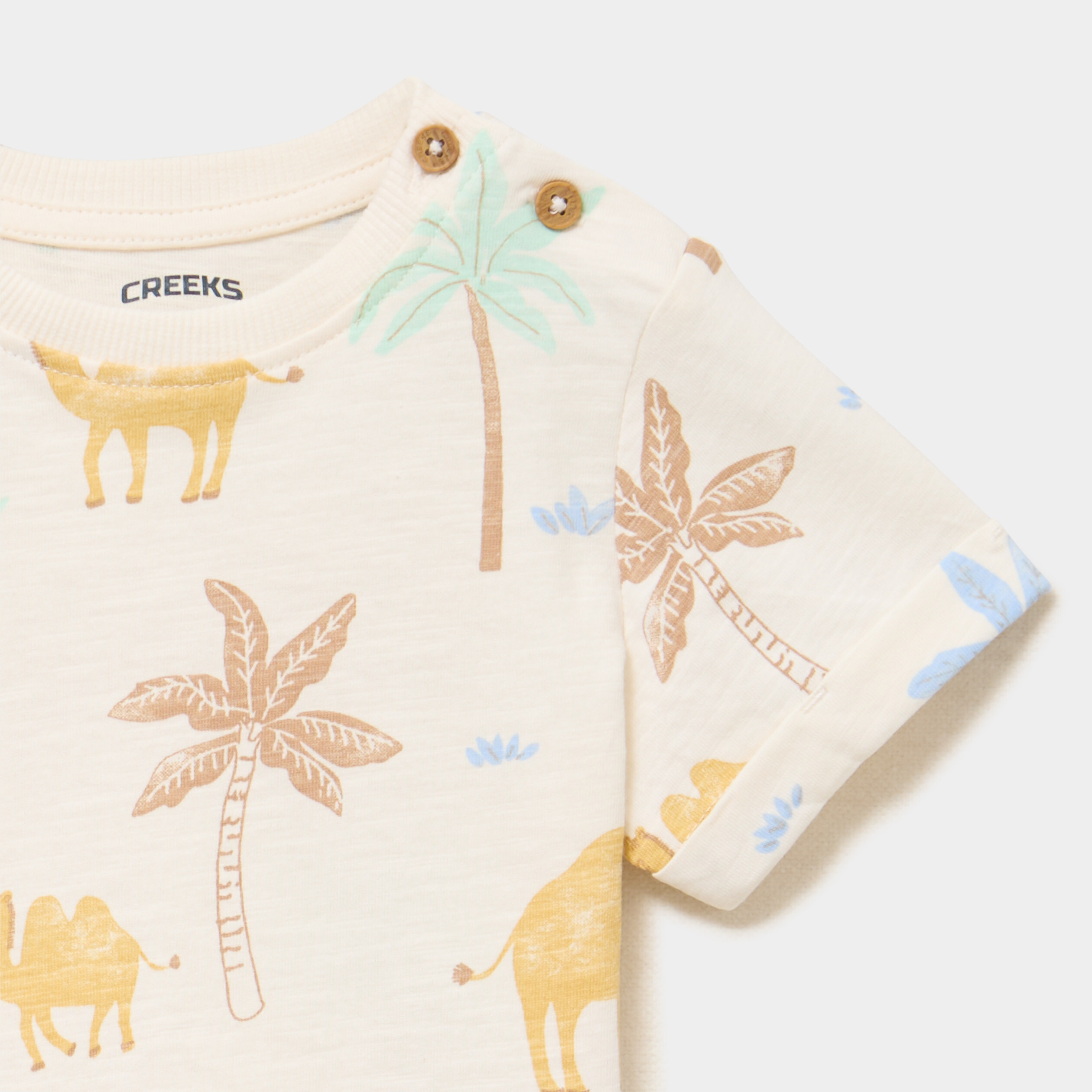 T-shirt avec manches courtes coton creme b&eacute;b&eacute; gar&ccedil;on