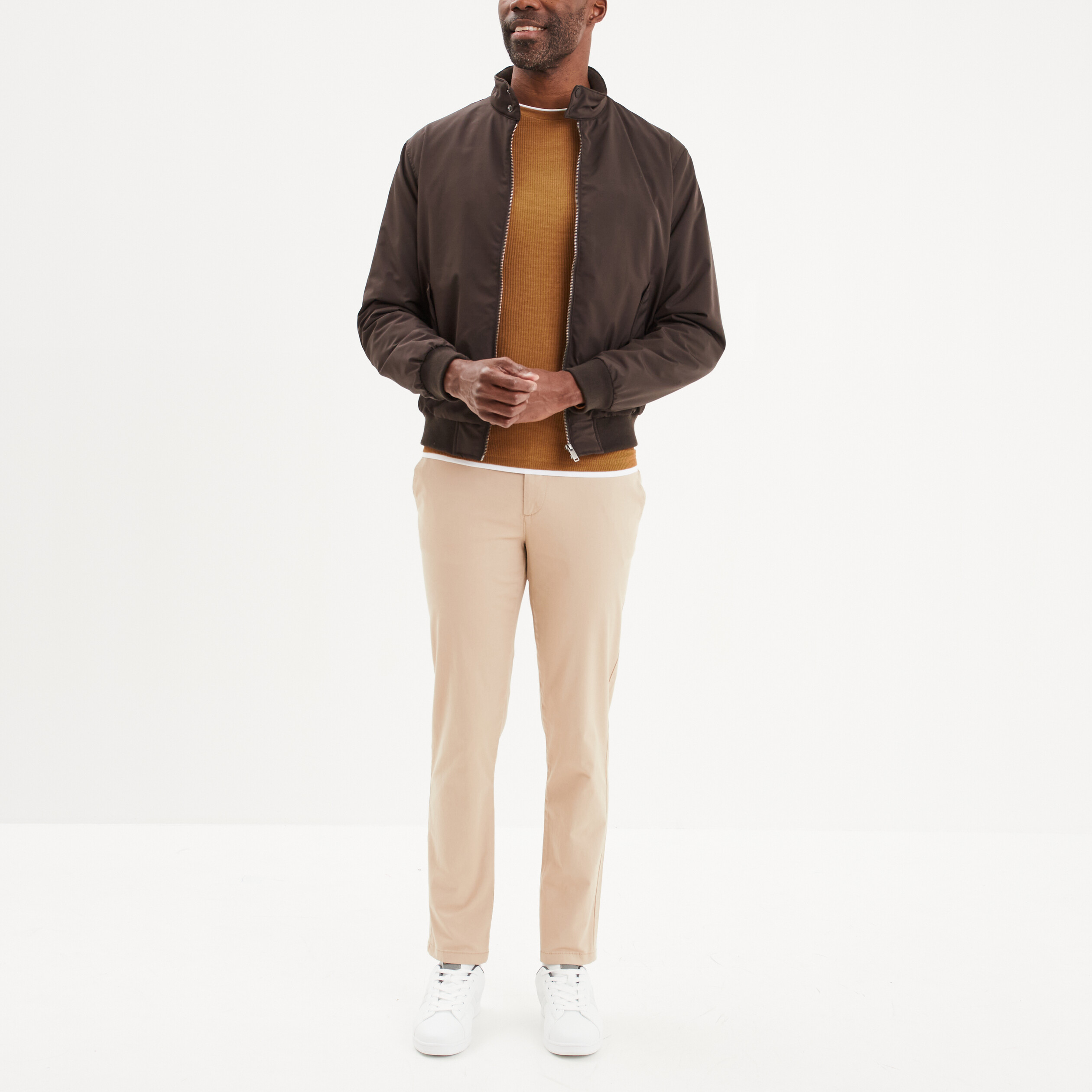 pantalon chino slim coton marron cognac homme Pantalon chino slim coton marron cognac homme