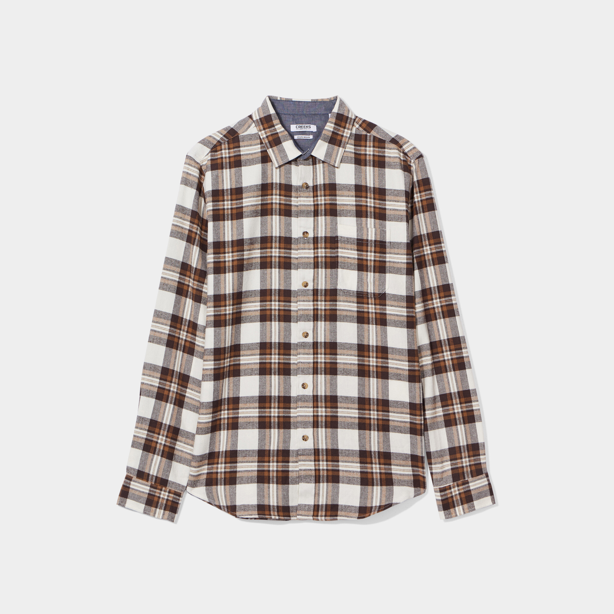 Chemise manches longues droite beige homme