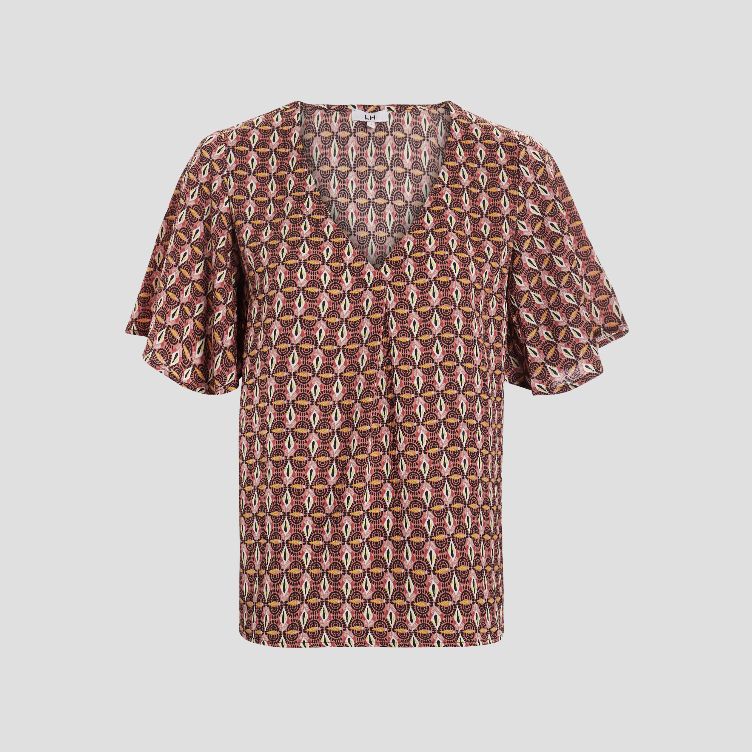 blouse manches courtes papillons vieux rose femme Blouse manches courtes papillons vieux rose femme
