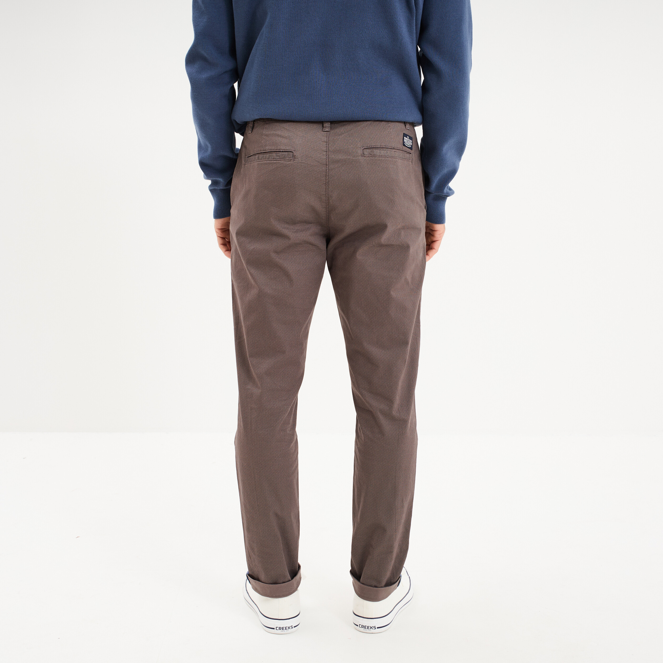 Pantalon chino slim stretch taupe homme