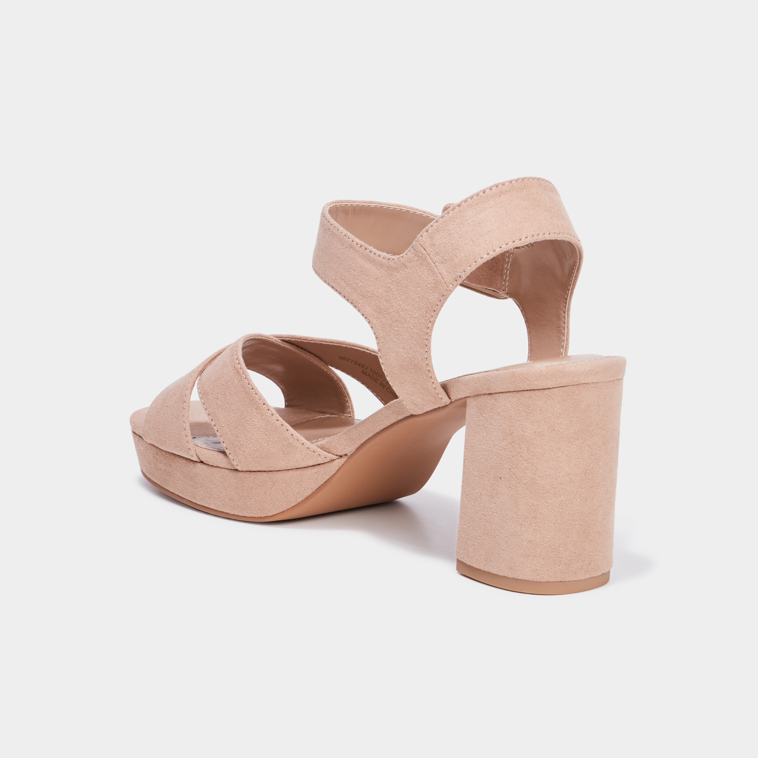 Sandales plateforme &agrave; talons en su&eacute;dine sable femme