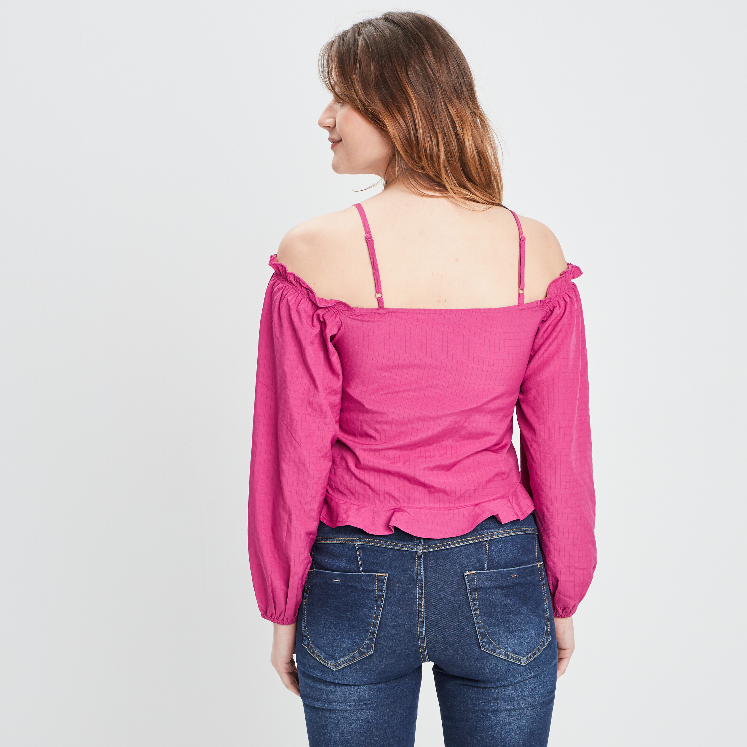 blouse a fronces manches longues violet femme Blouse à fronces manches longues violet femme