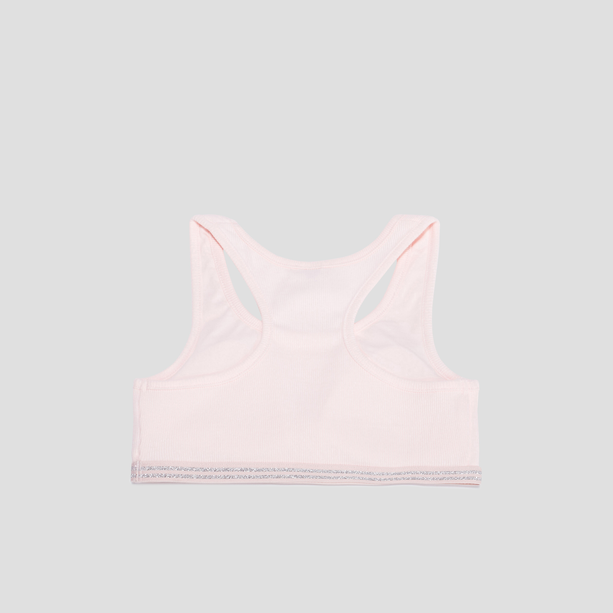 lot 2 brassieres effet cotele coton gris fille Lot 2 brassières effet côtelé coton gris fille