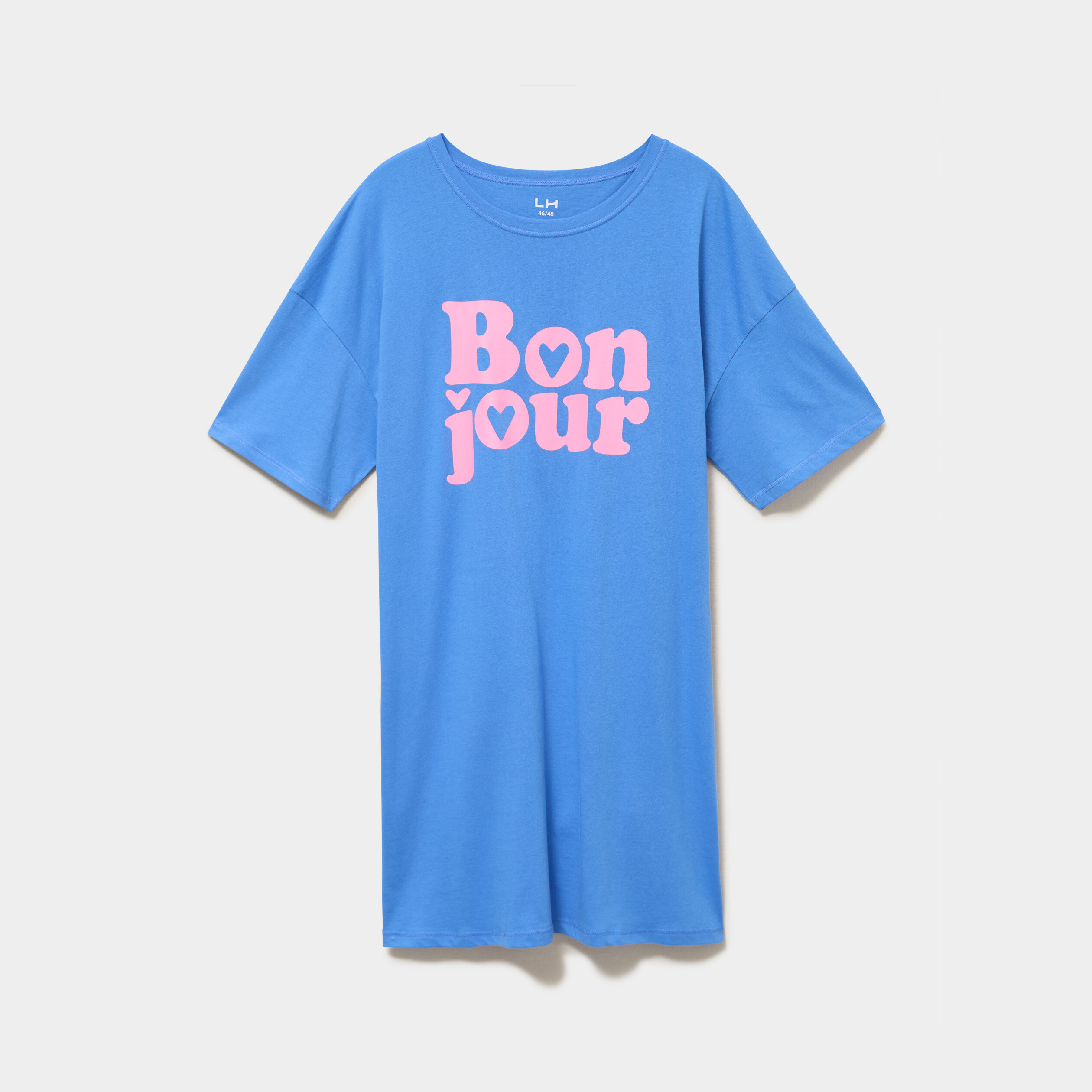 Chemise de nuit courte coton bleu electrique femme grande taille
