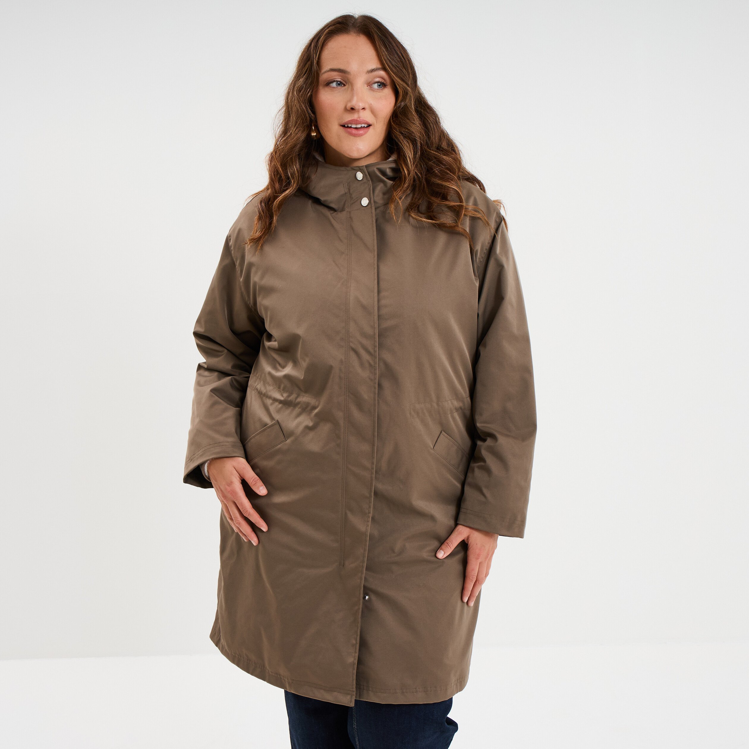 Parka 3-en-1 longue à capuche vert kaki femme grande taille La Halle