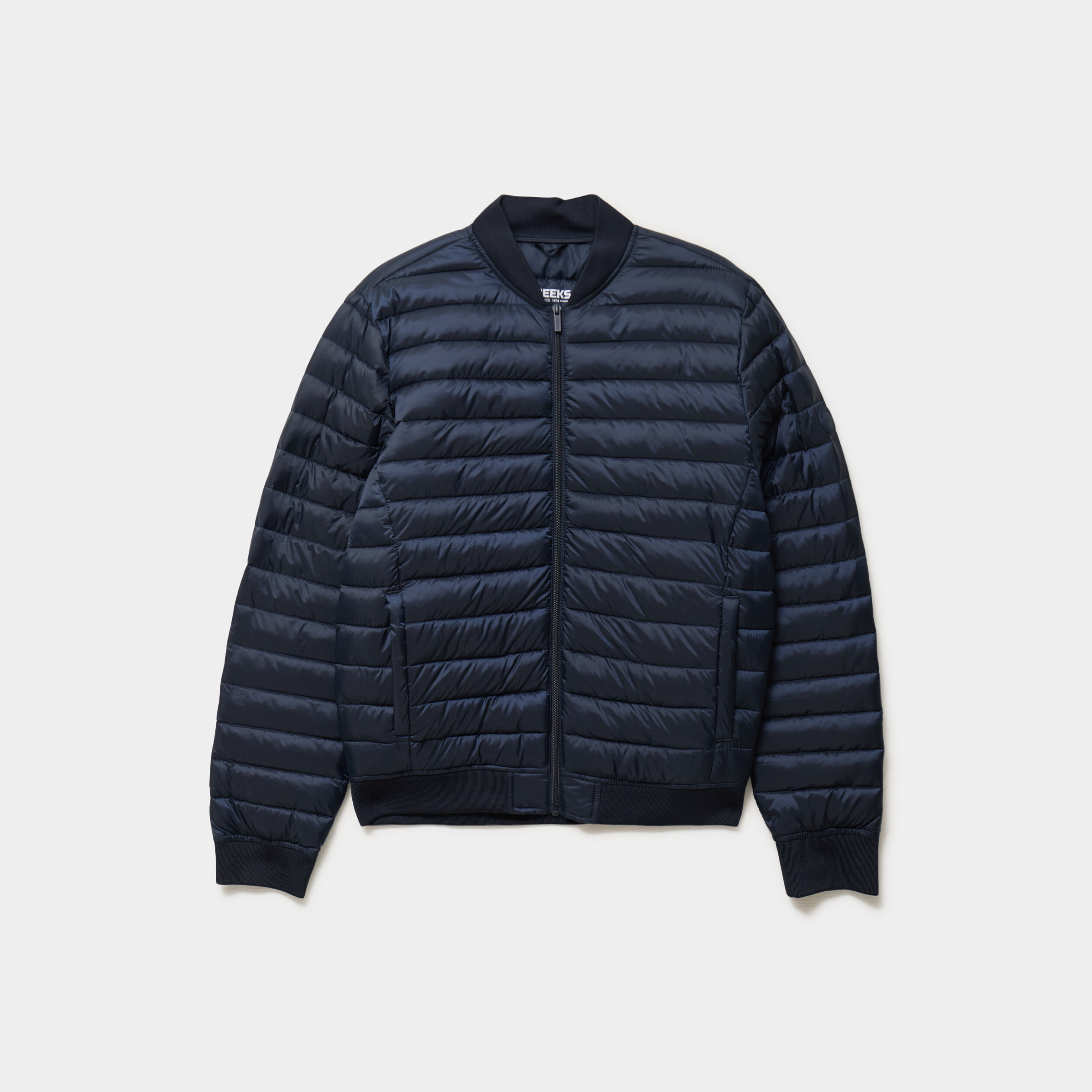 Doudoune l&eacute;g&egrave;re d&eacute;perlante col teddy bleu marine homme