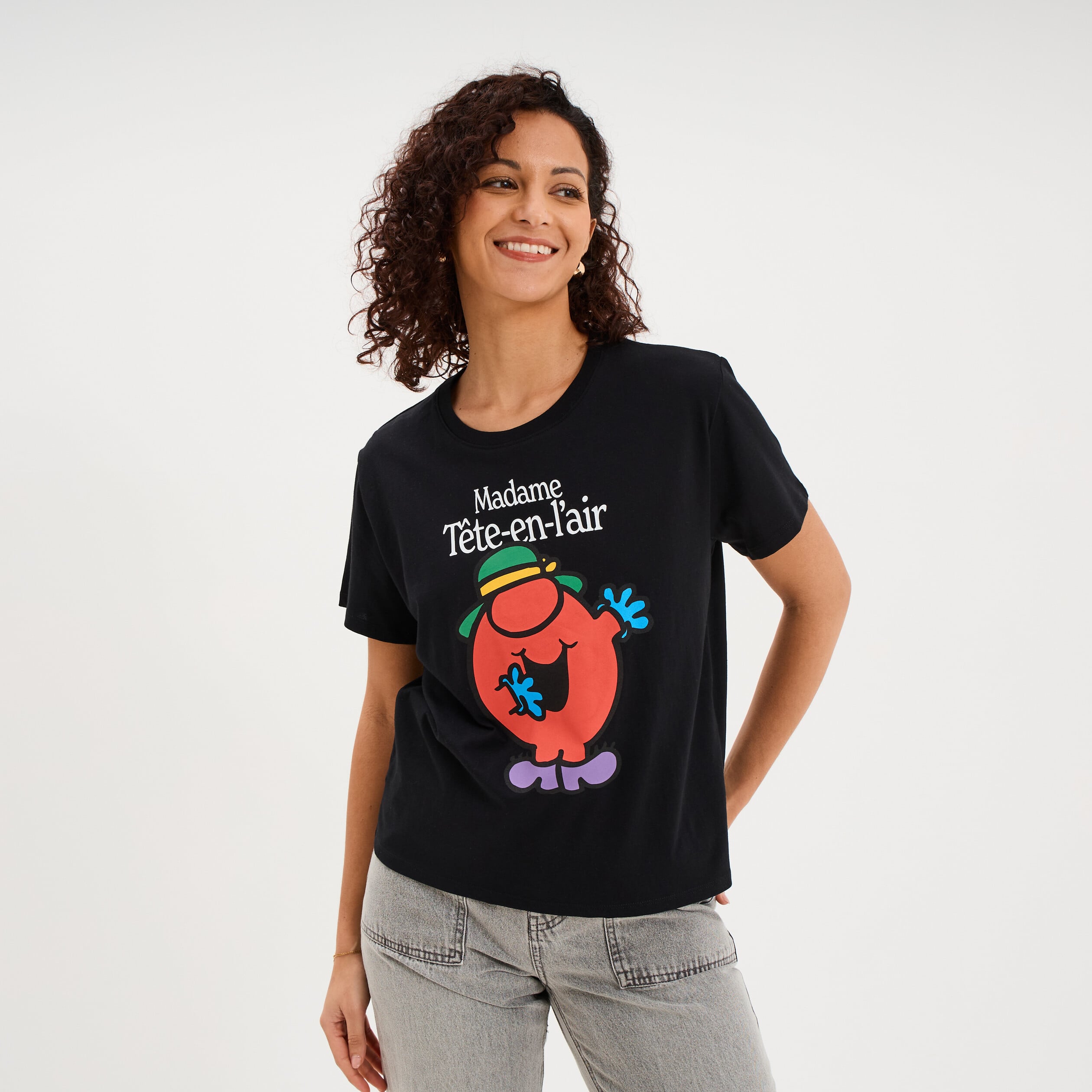 T-shirt madame t&ecirc;te-en-l'air noir femme