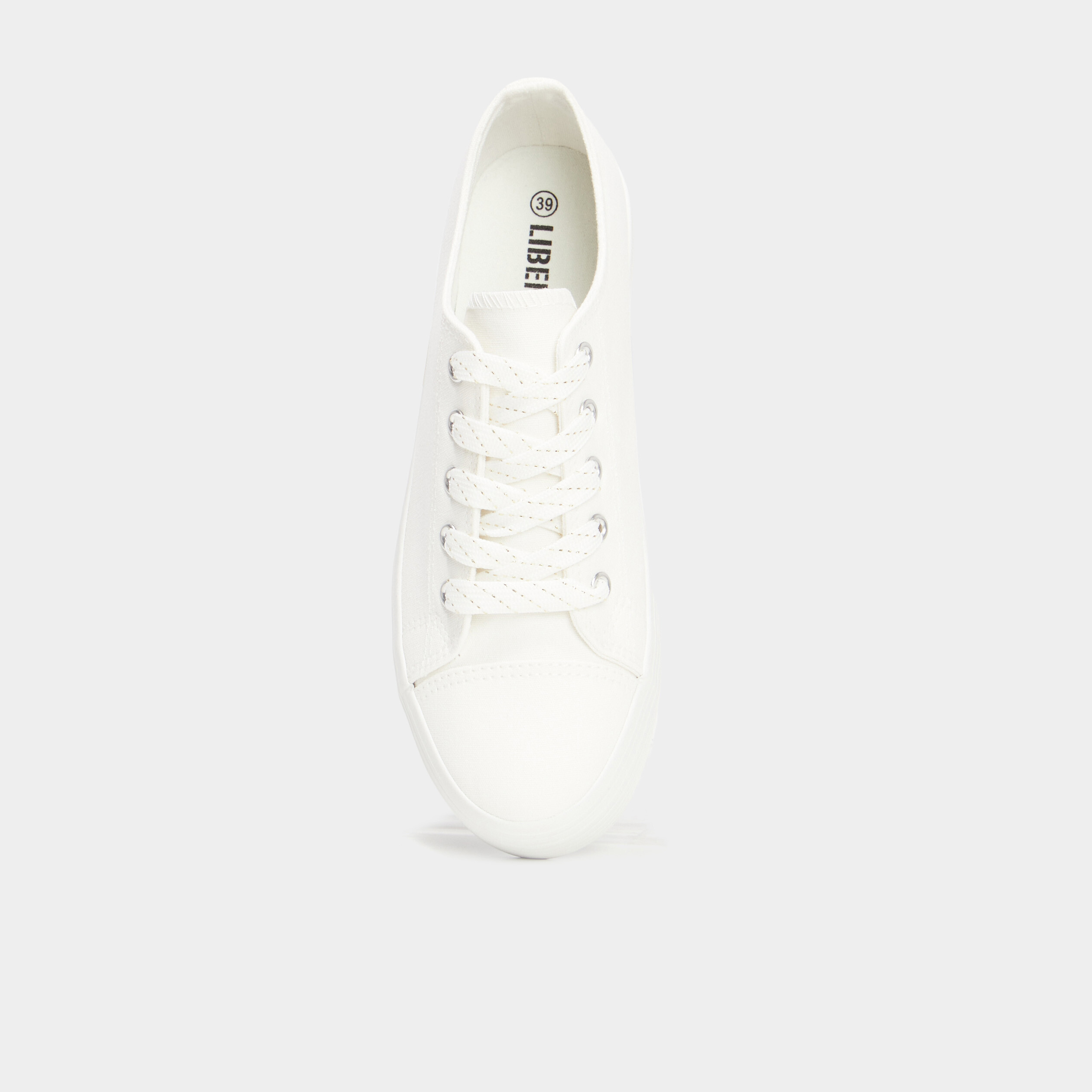 Tennis en toile basses &agrave; lacets blanc femme