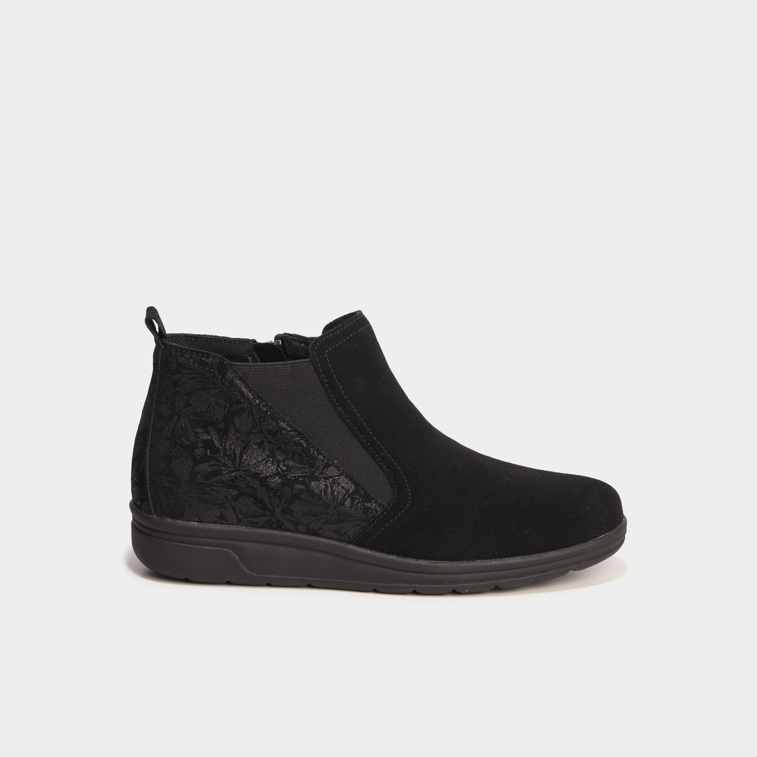 Boots confort en cuir noir femme