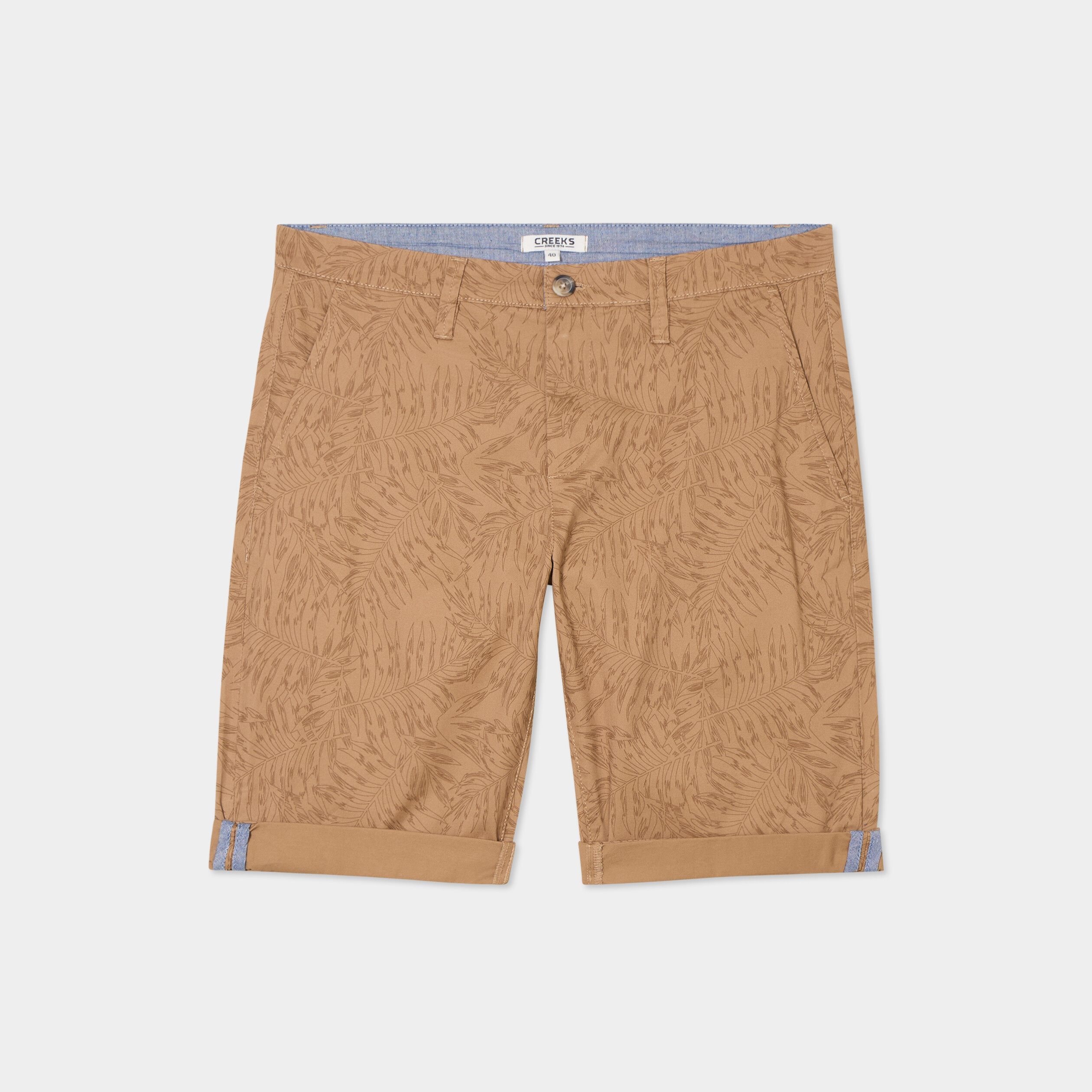Bermuda short chino droit coton stretch sable homme