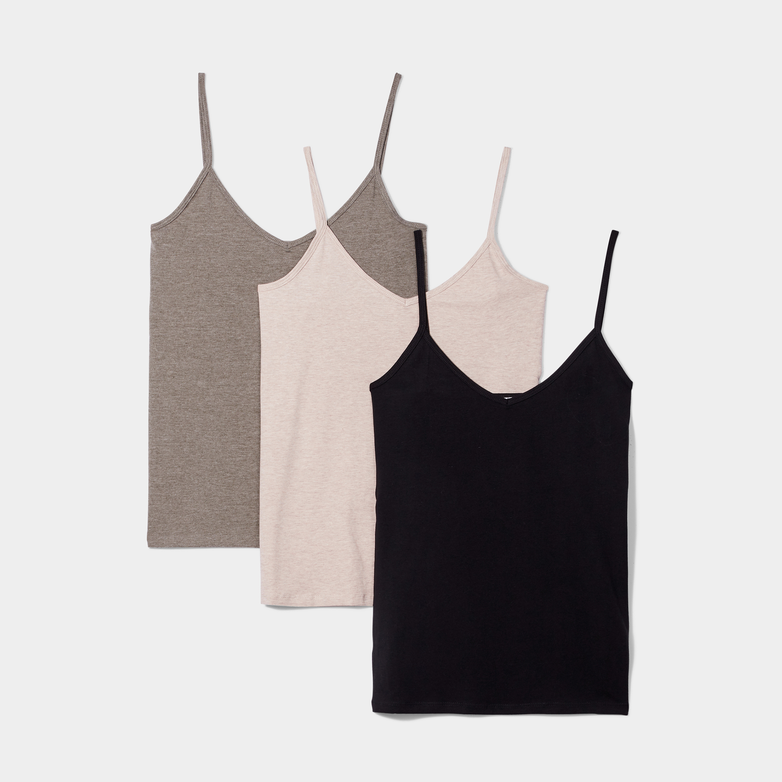 lot de 3 debardeurs col en v coton beige femme Lot de 3 débardeurs col en V coton beige femme