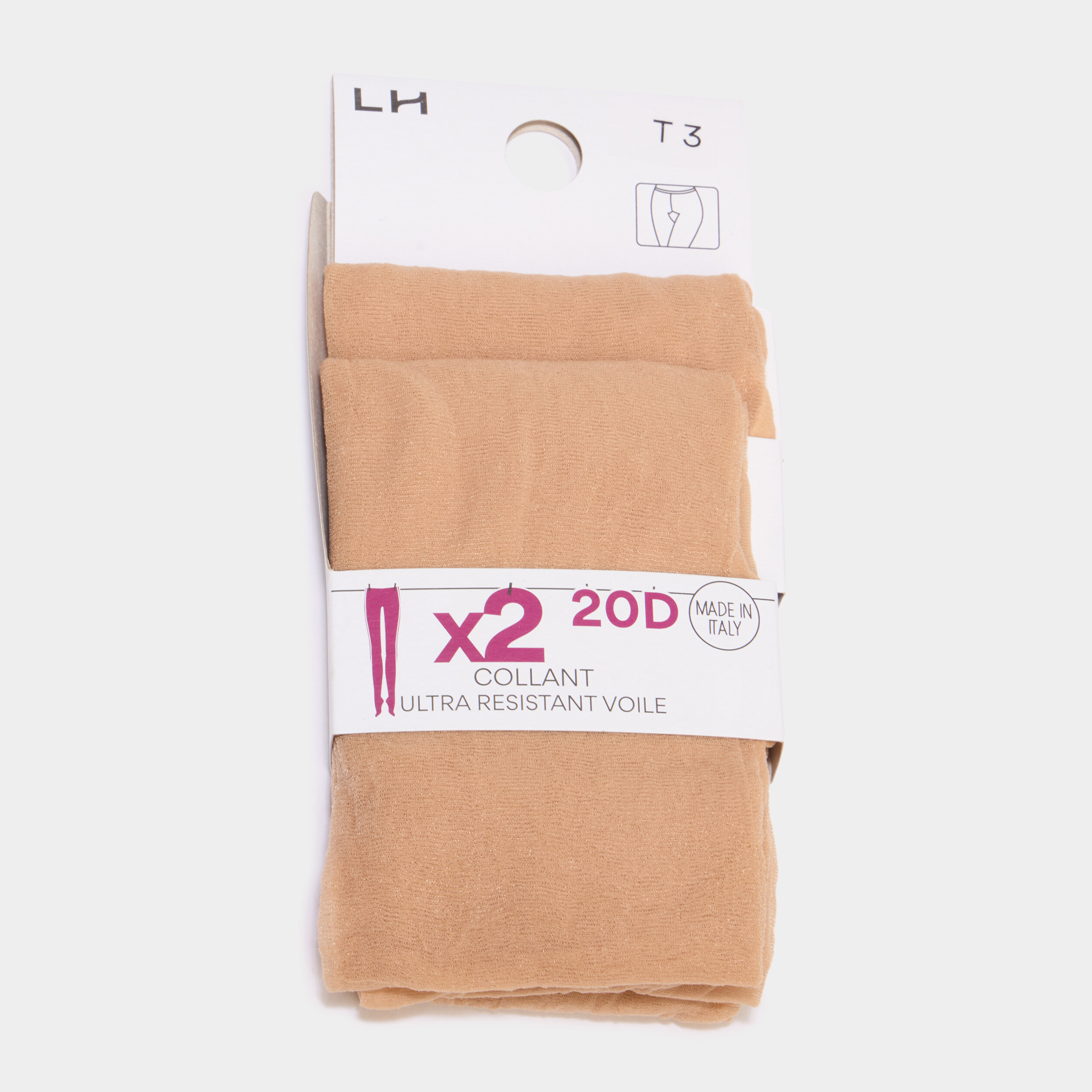 Lot 2 collants voile 20D sable femme