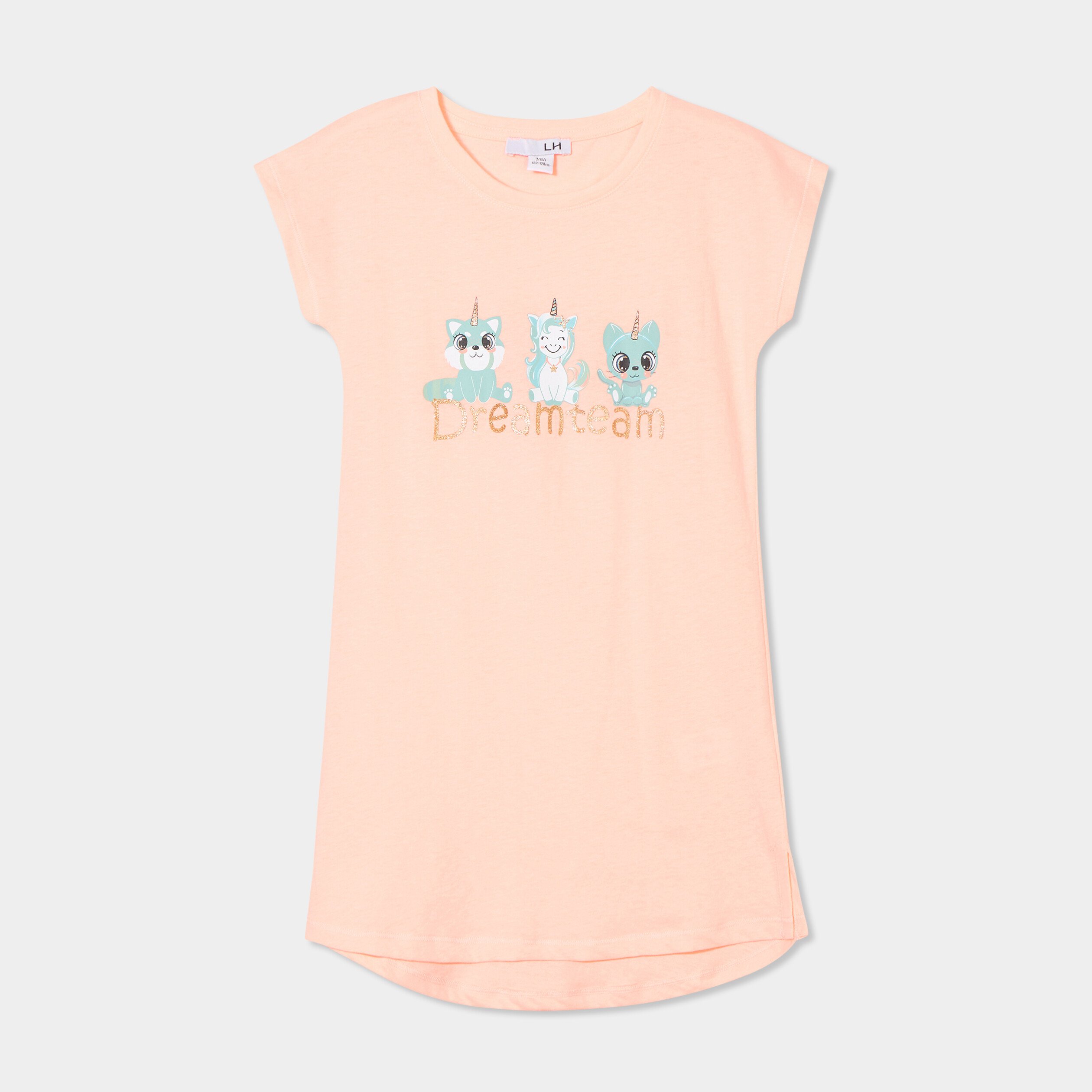 chemise de nuit courte orange fluo fille Chemise de nuit courte orange fluo fille