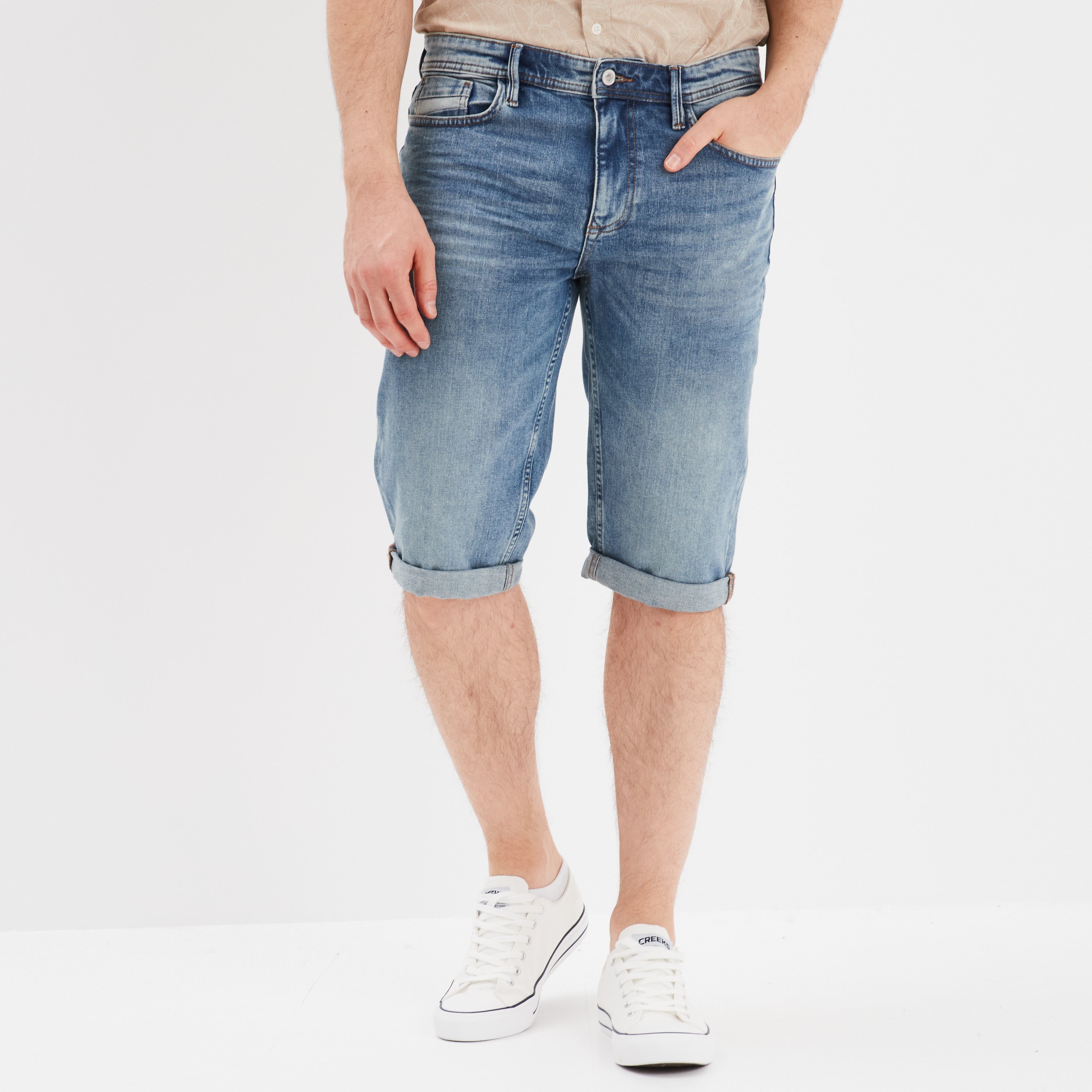 bermuda regular en jean denim double stone homme Bermuda regular en jean denim double stone homme