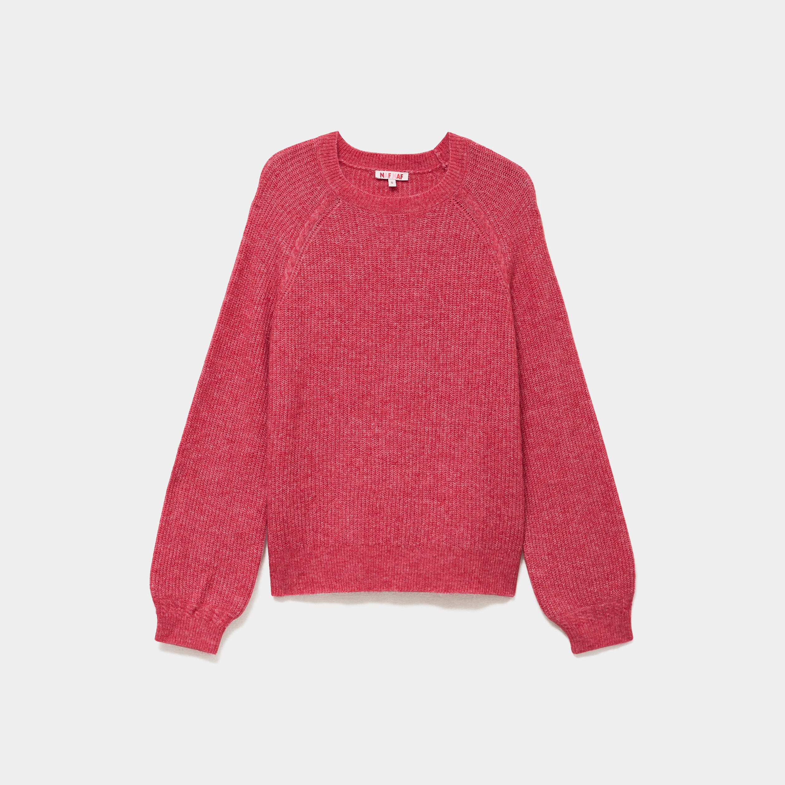 Pull col rond manches longues rose cerise femme