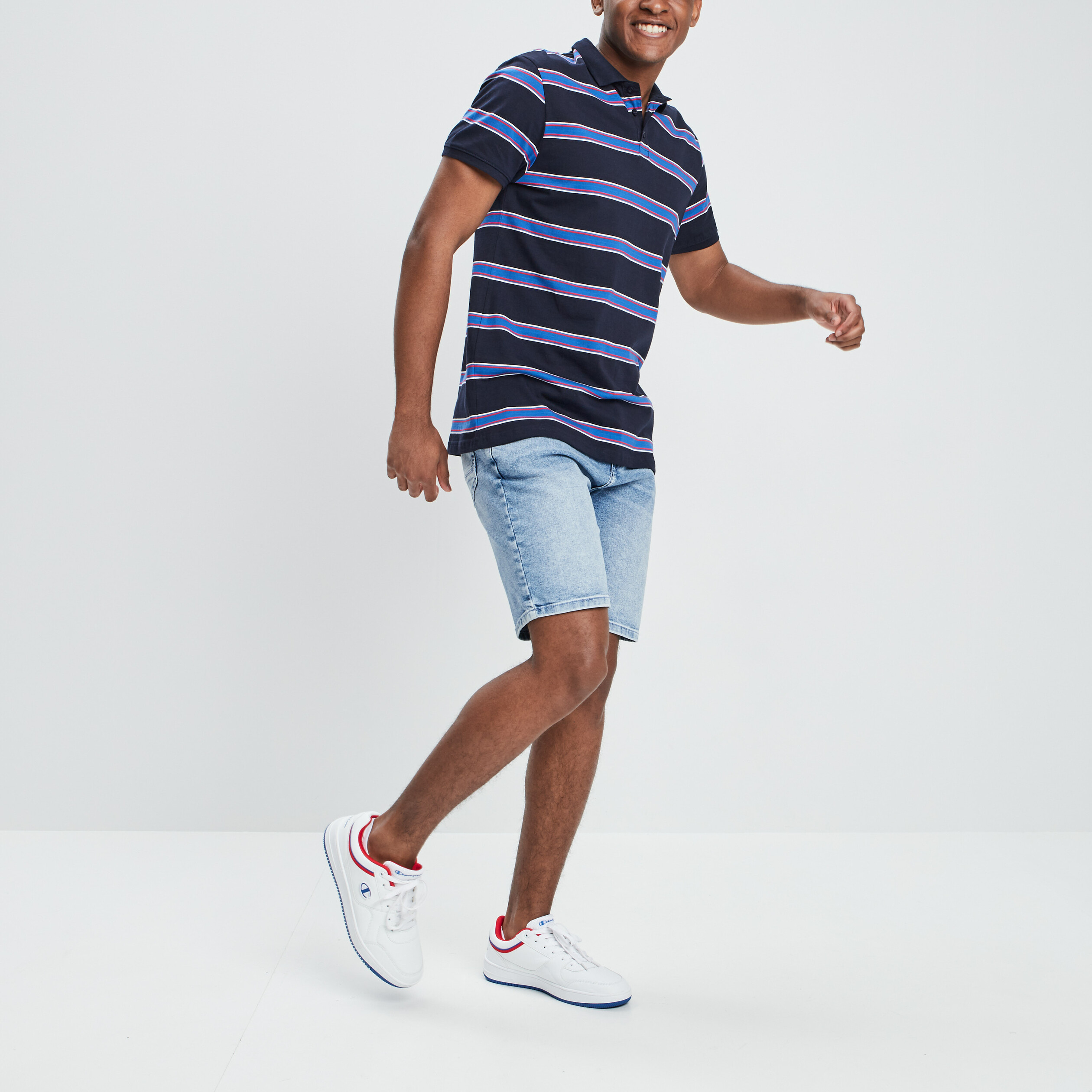 Bermuda regular denim bleach homme