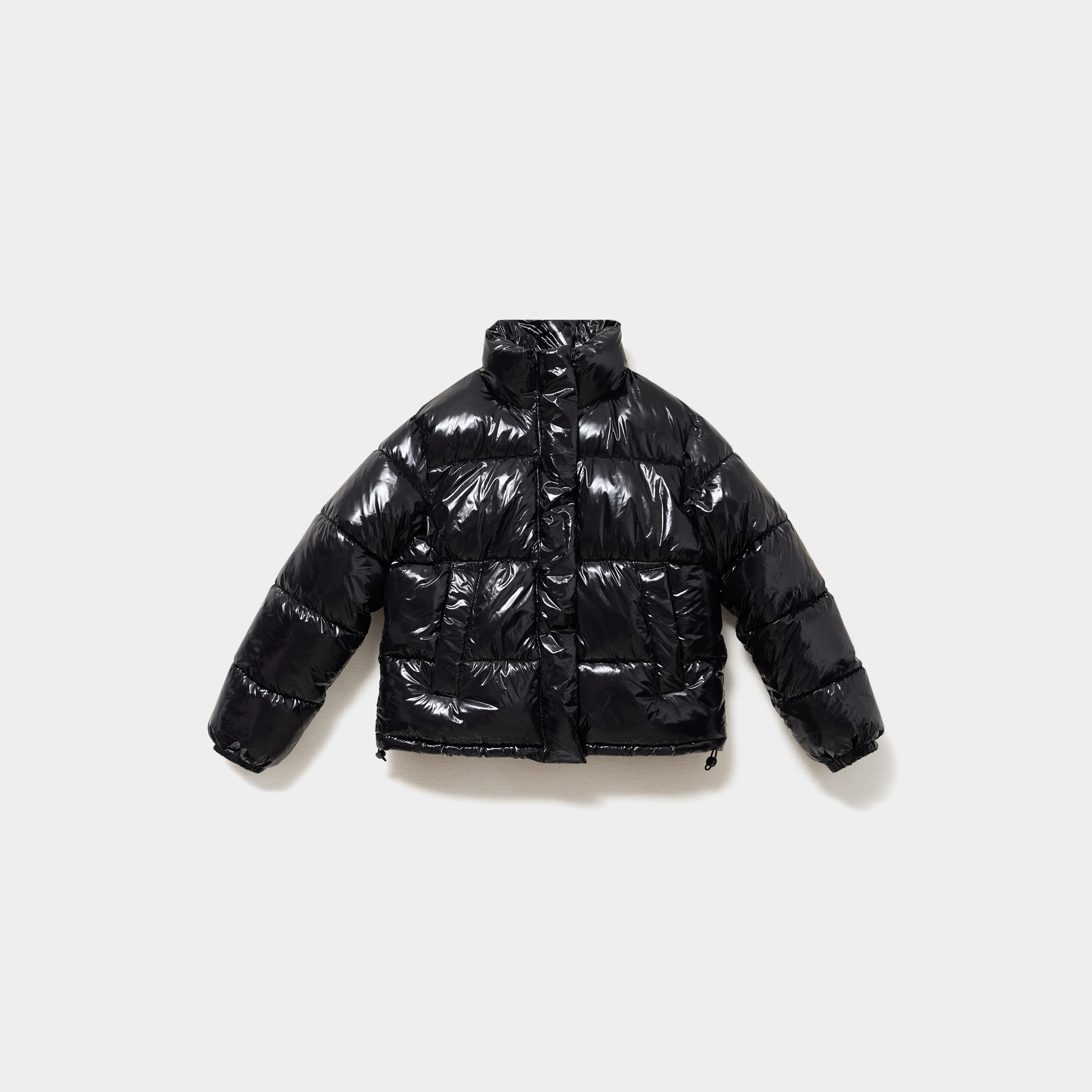 Doudoune courte oversize col montant noir femme