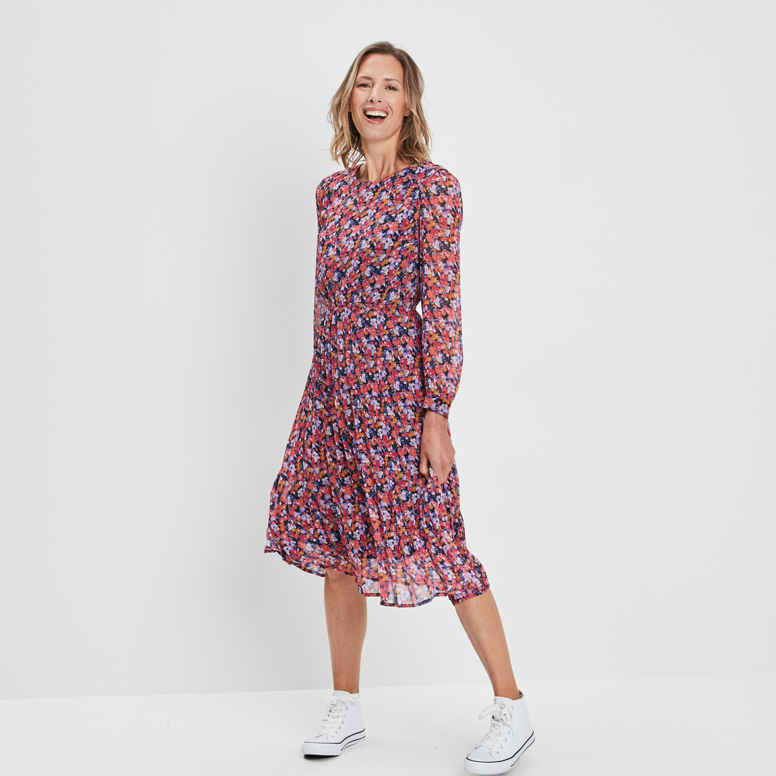 robe midi droite fluide bleu marine femme Robe midi droite fluide bleu marine femme