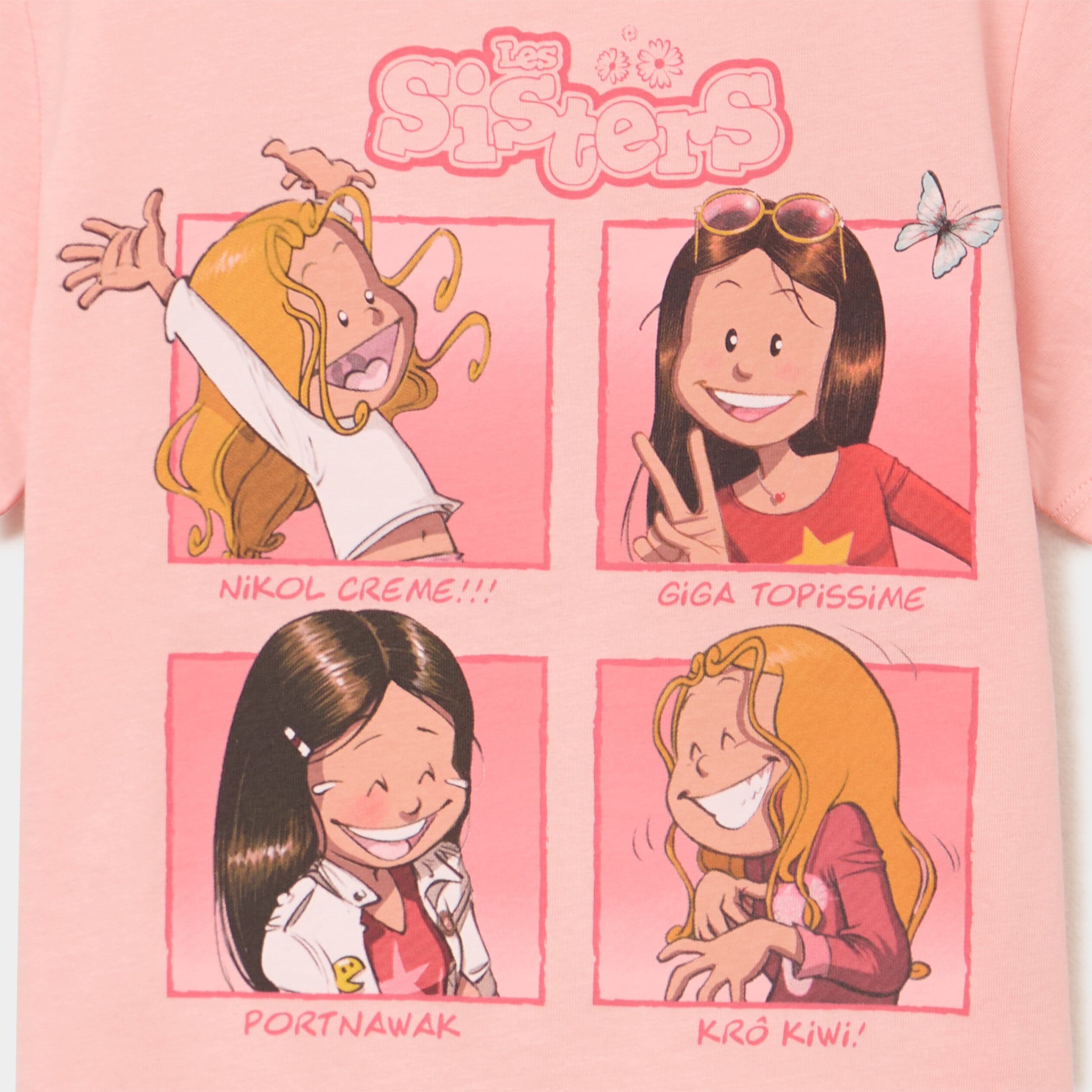 T-shirt manches courtes Les Sisters orange clair fille