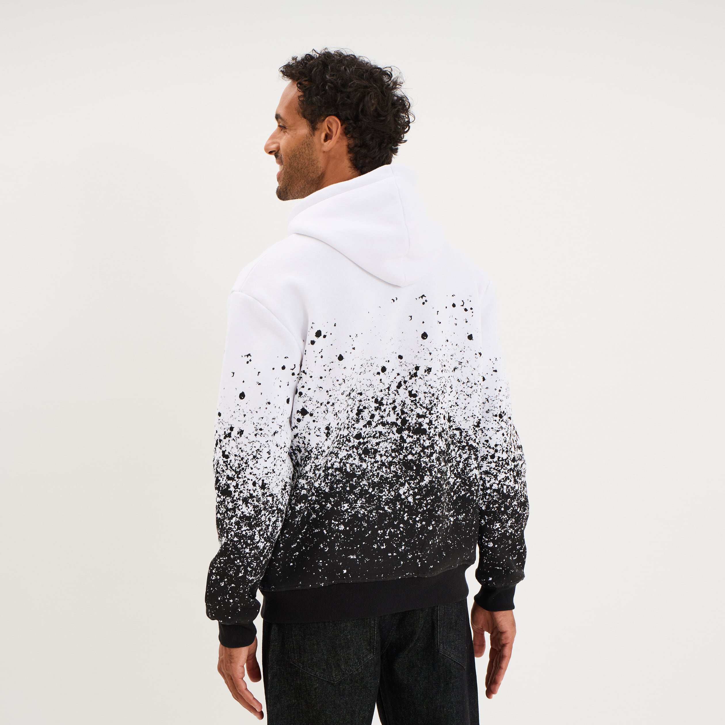 Sweat hoodie &agrave; capuche blanc homme