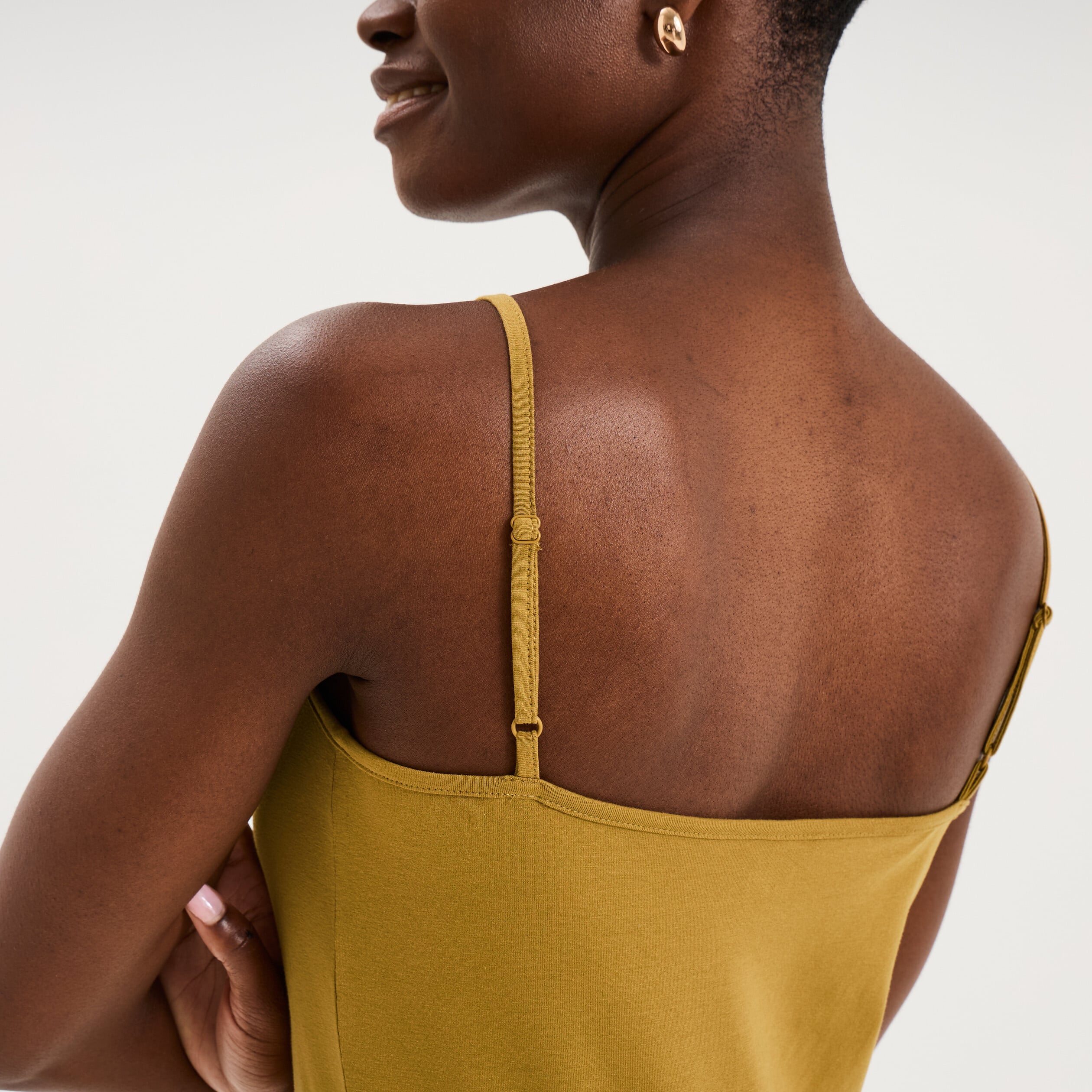 D&eacute;bardeur coton bretelles r&eacute;glables vert olive femme