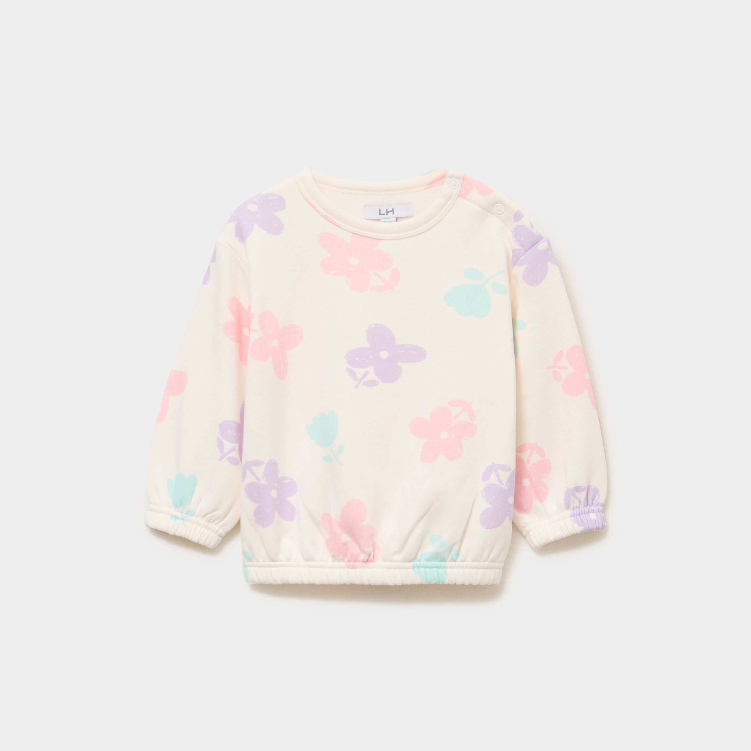 Sweat molletonn&eacute; manches longues creme b&eacute;b&eacute; fille
