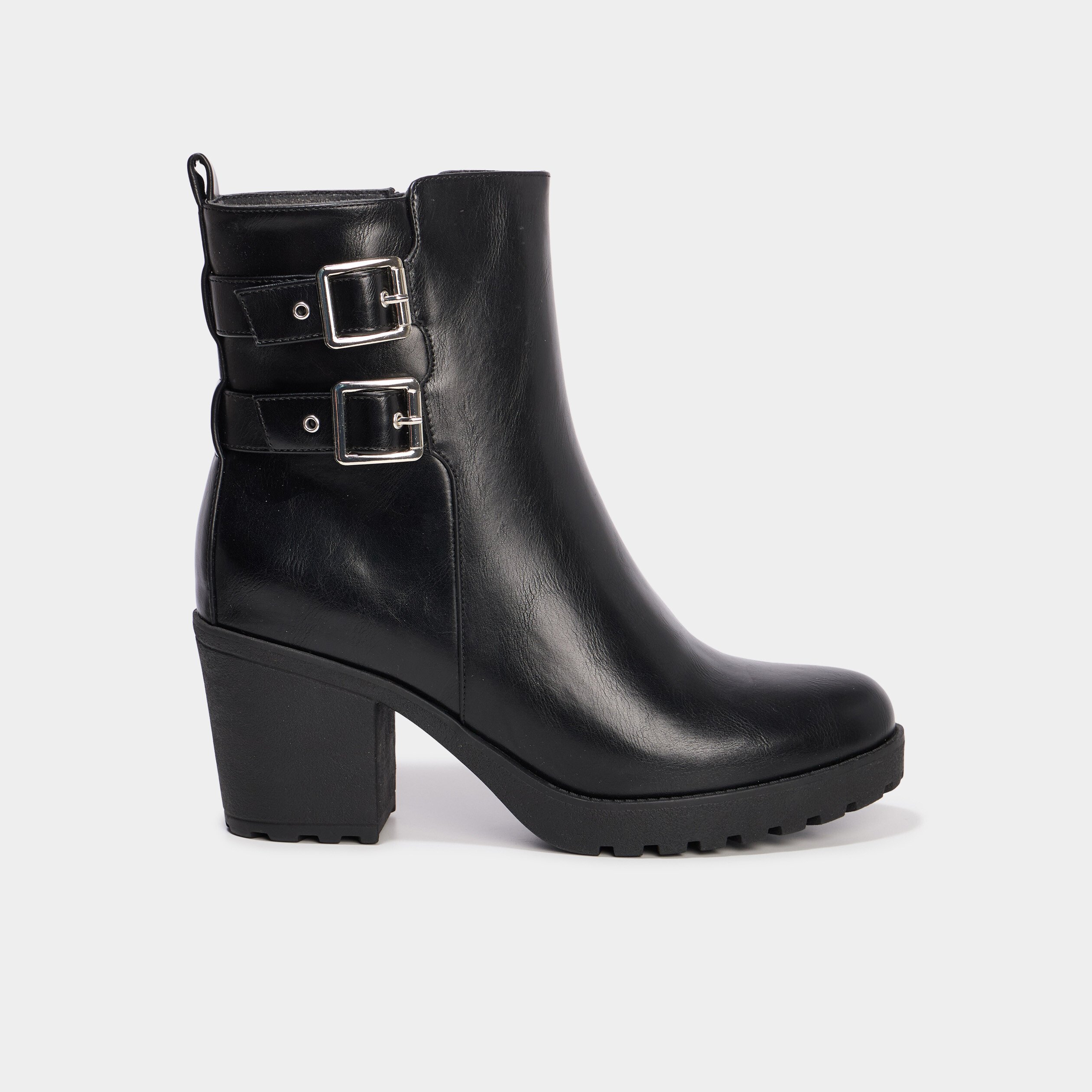 boots a talons et boucles noir femme Boots à talons et boucles noir femme