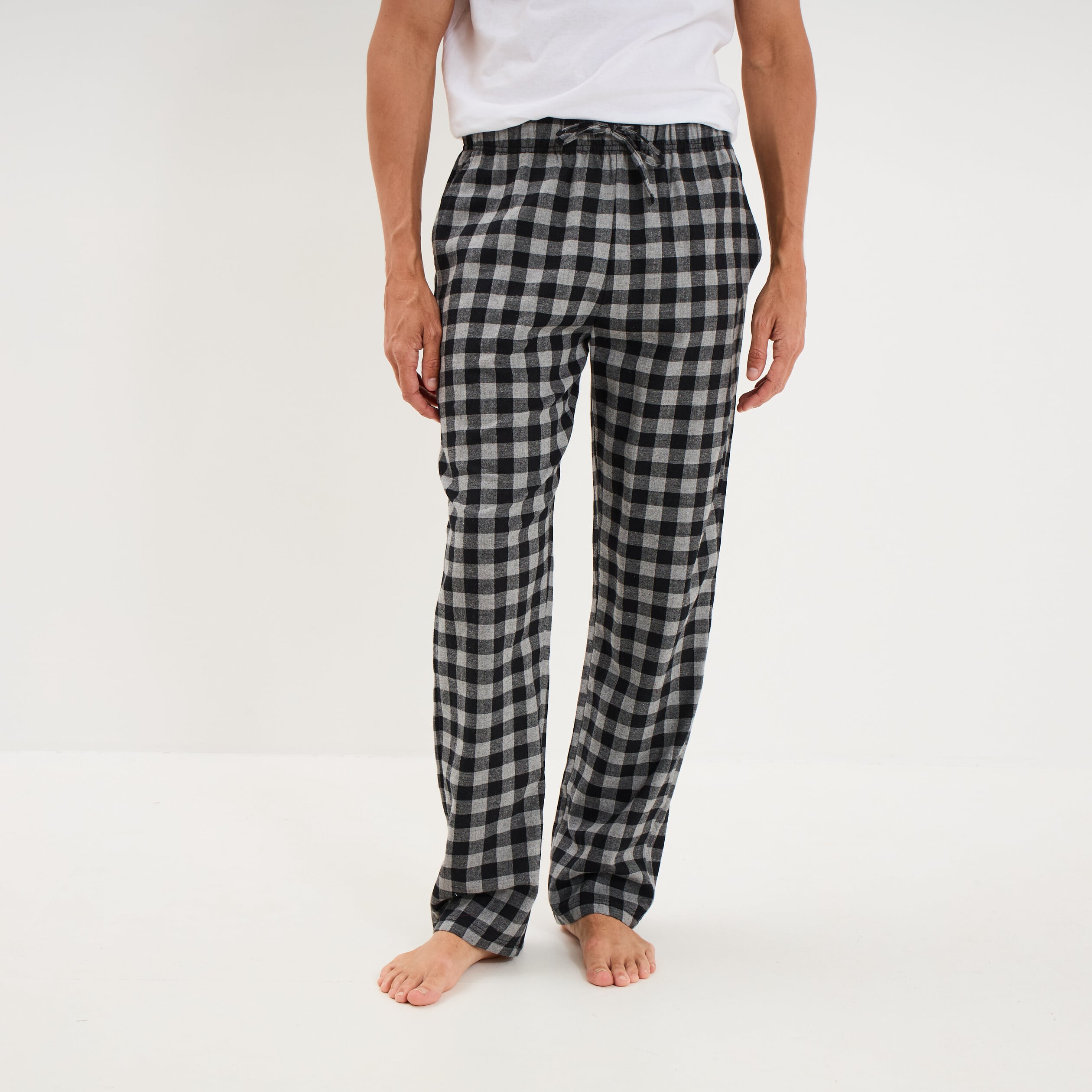Pantalon de pyjama coton coupe droite gris moyen homme