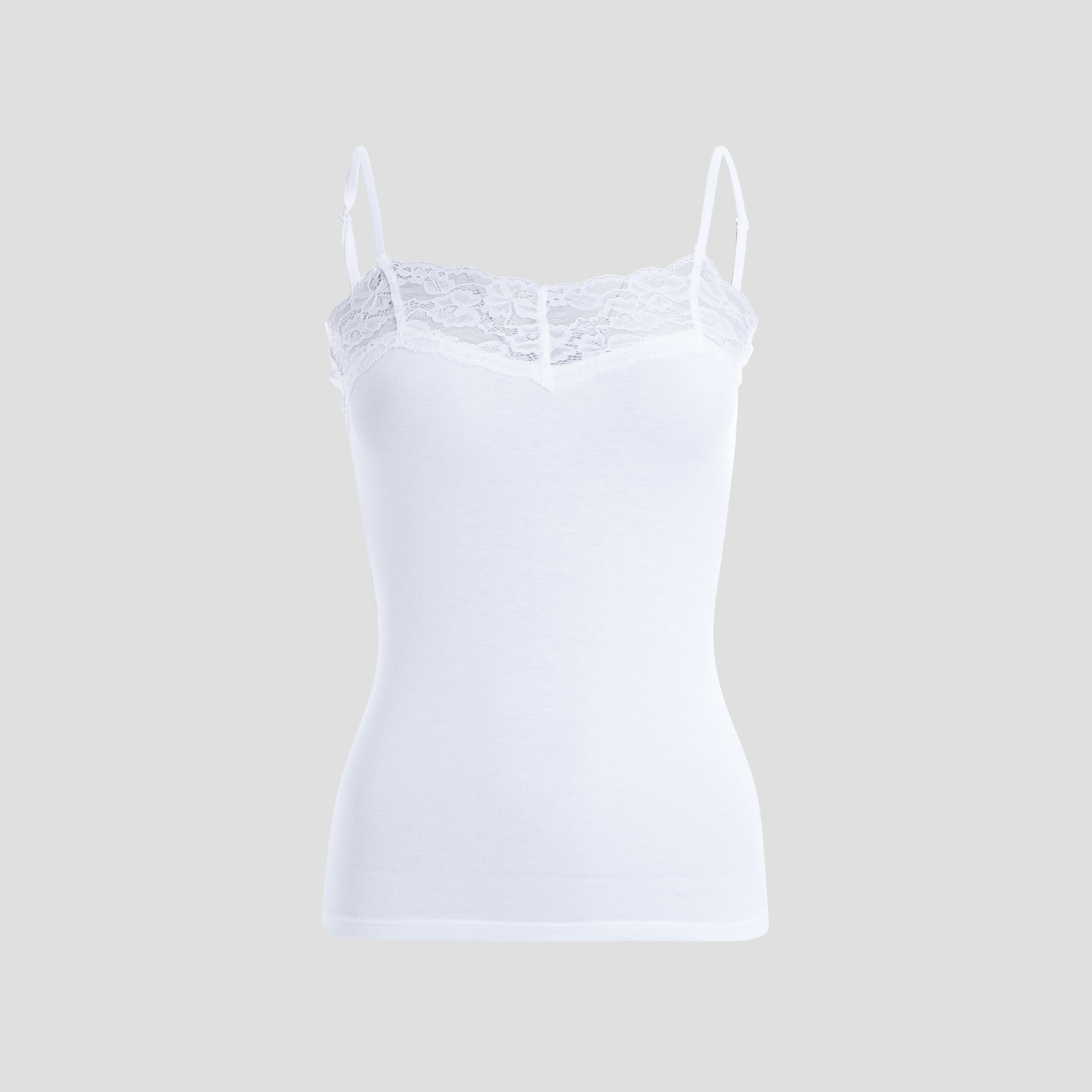 debardeur bretelles fines avec dentelle blanc femme Débardeur bretelles fines avec dentelle blanc femme