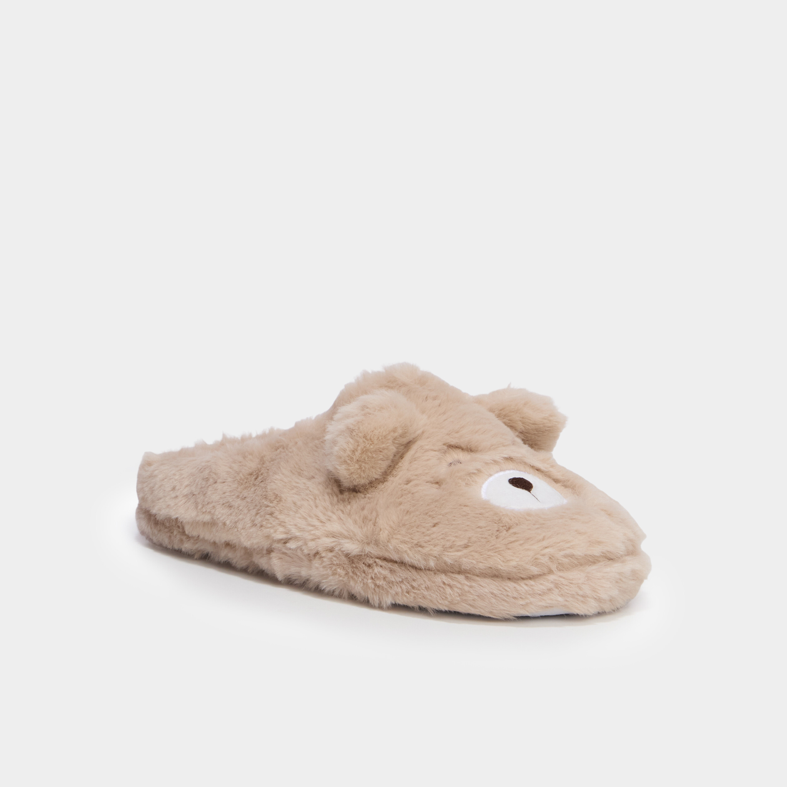 Chaussons mules effet fausse fourrure sable femme