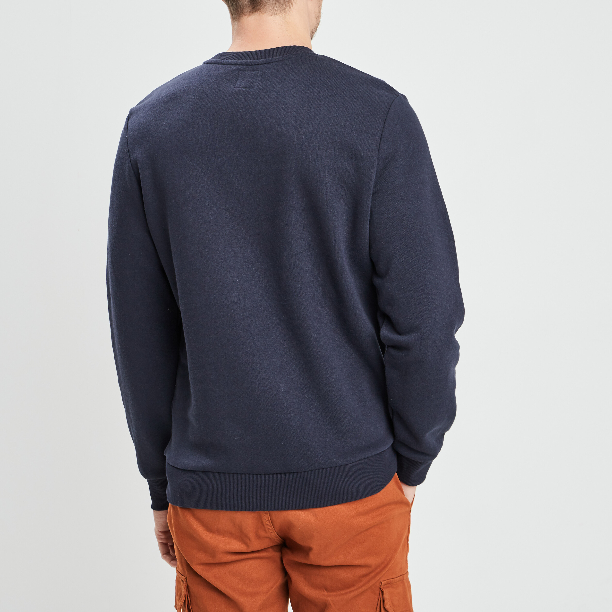 Sweat molleton col rond bleu marine homme