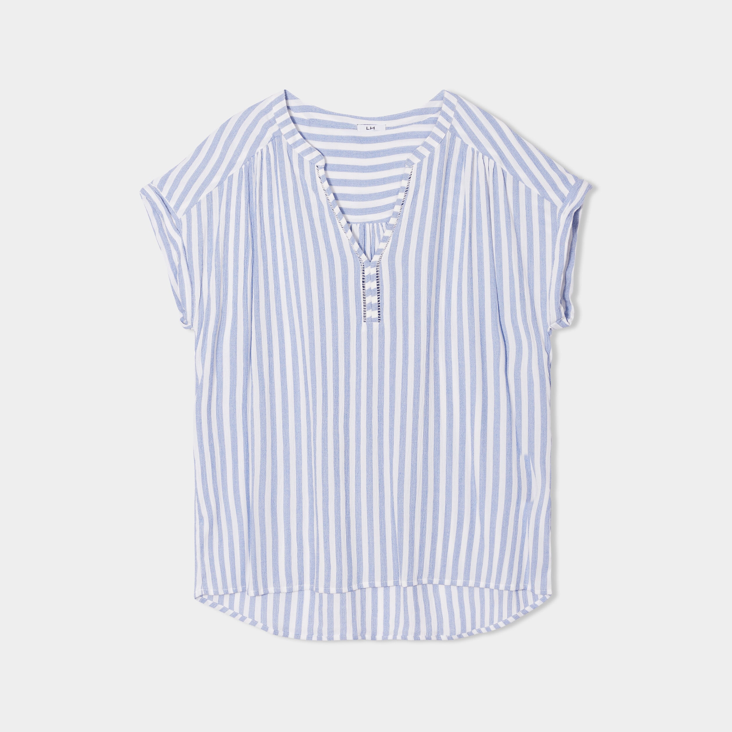 Blouse col en V manches courtes ecru femme grande taille