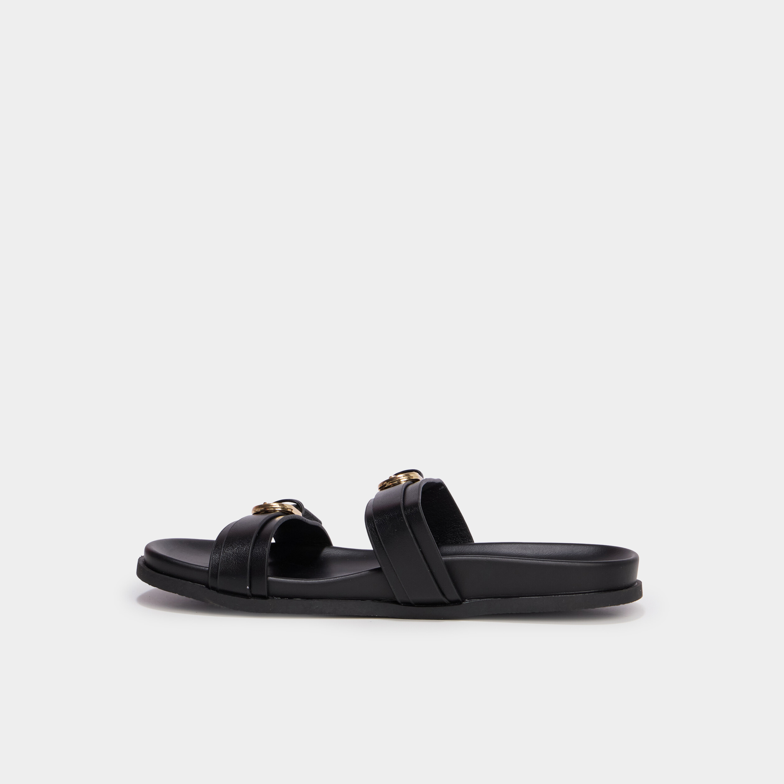 Mules avec boucles noir femme