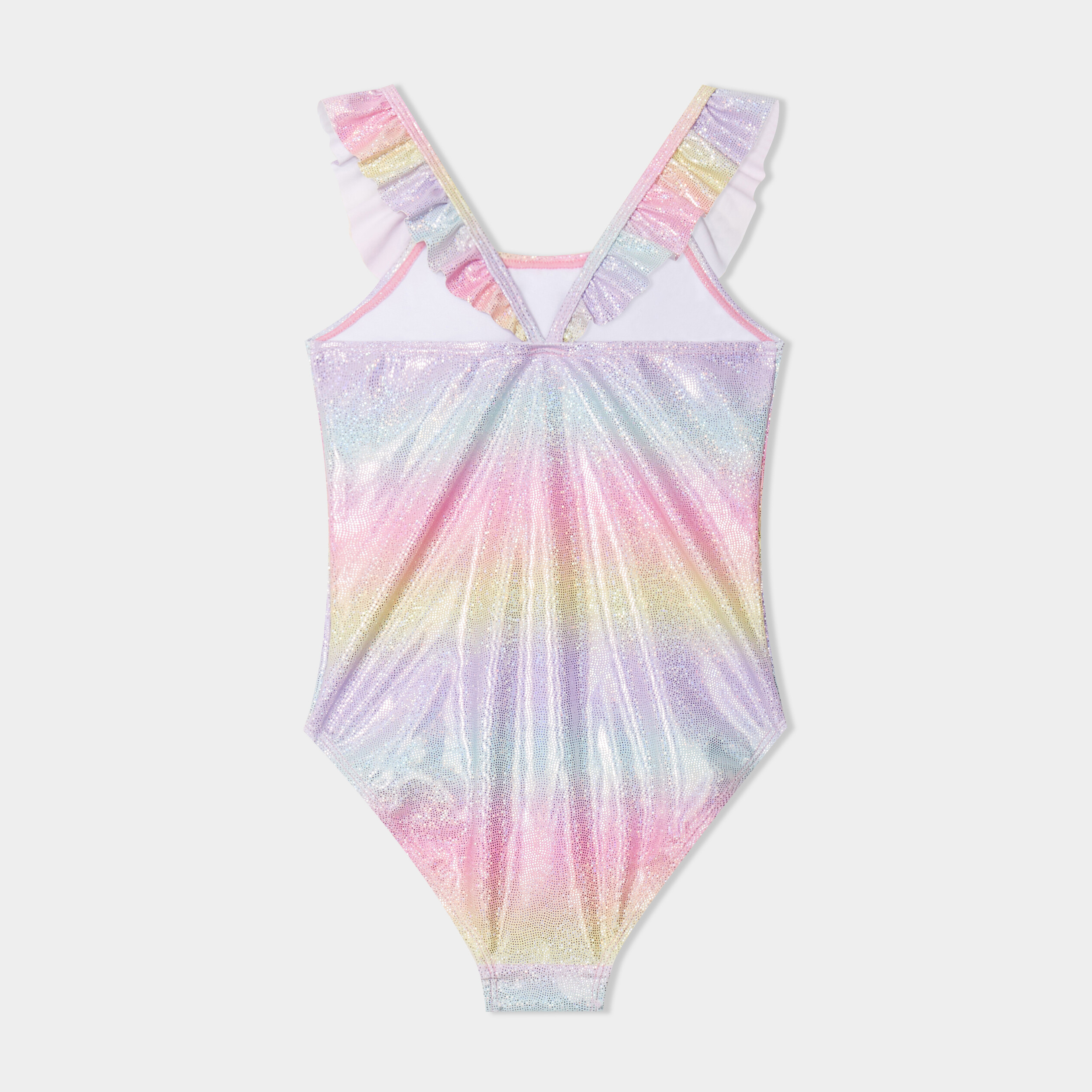 Maillot de bain une pi&egrave;ce &agrave; volants rose fille