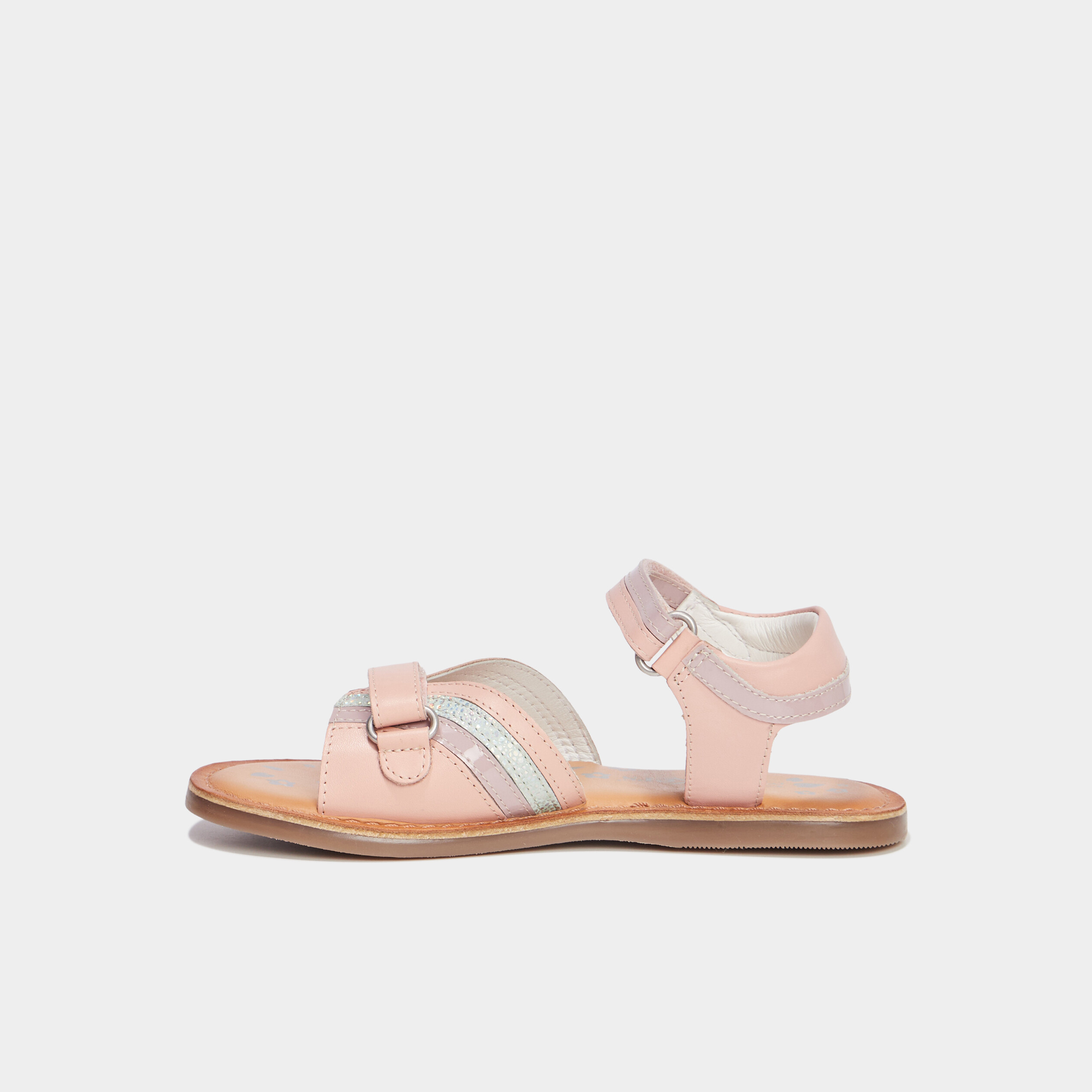 sandales a scratchs en cuir kickers rose fille Sandales à scratchs en cuir Kickers rose fille