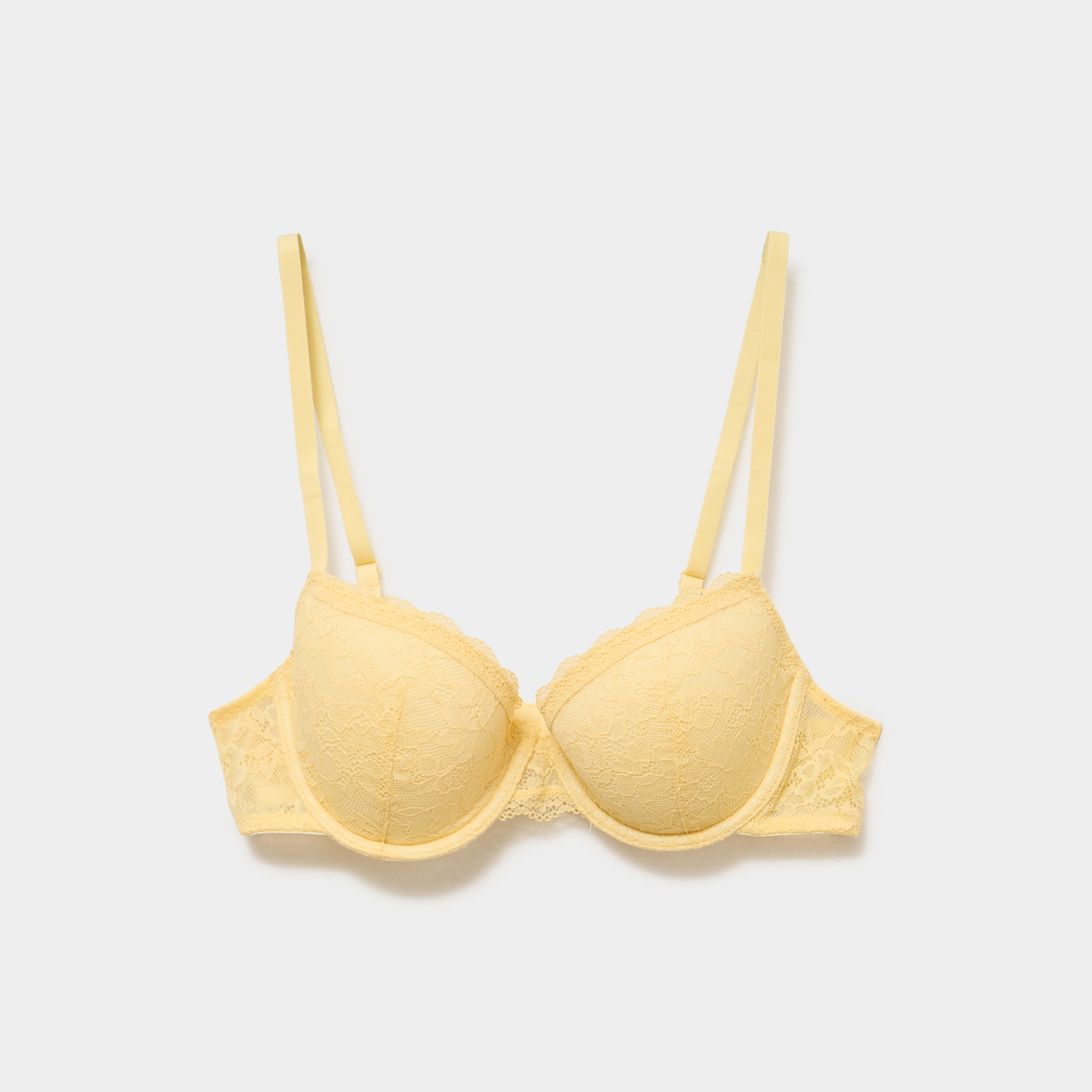 Soutien-gorge corbeille padd&eacute; dentelle jaune femme