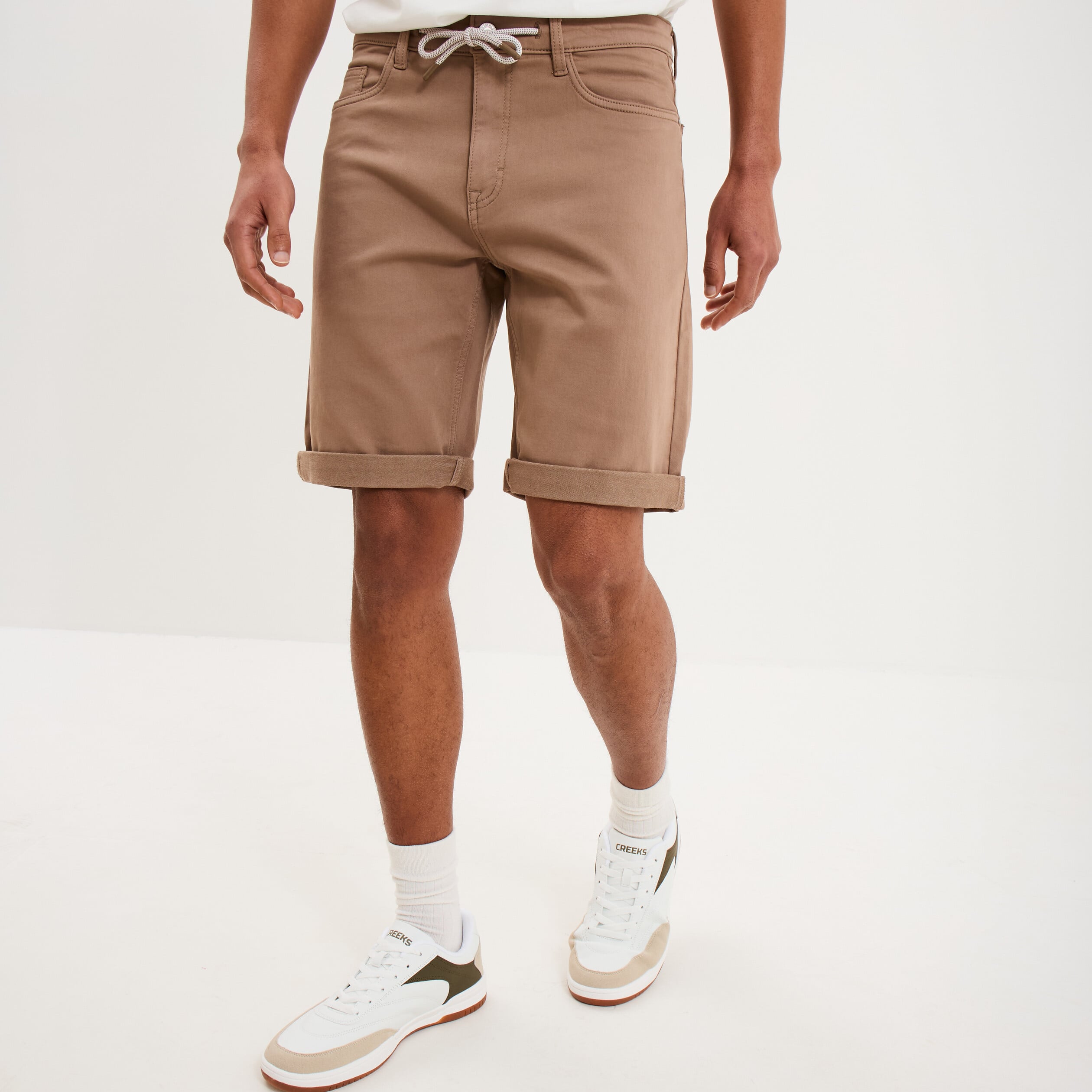 Bermuda en jean straight 5 poches marron homme