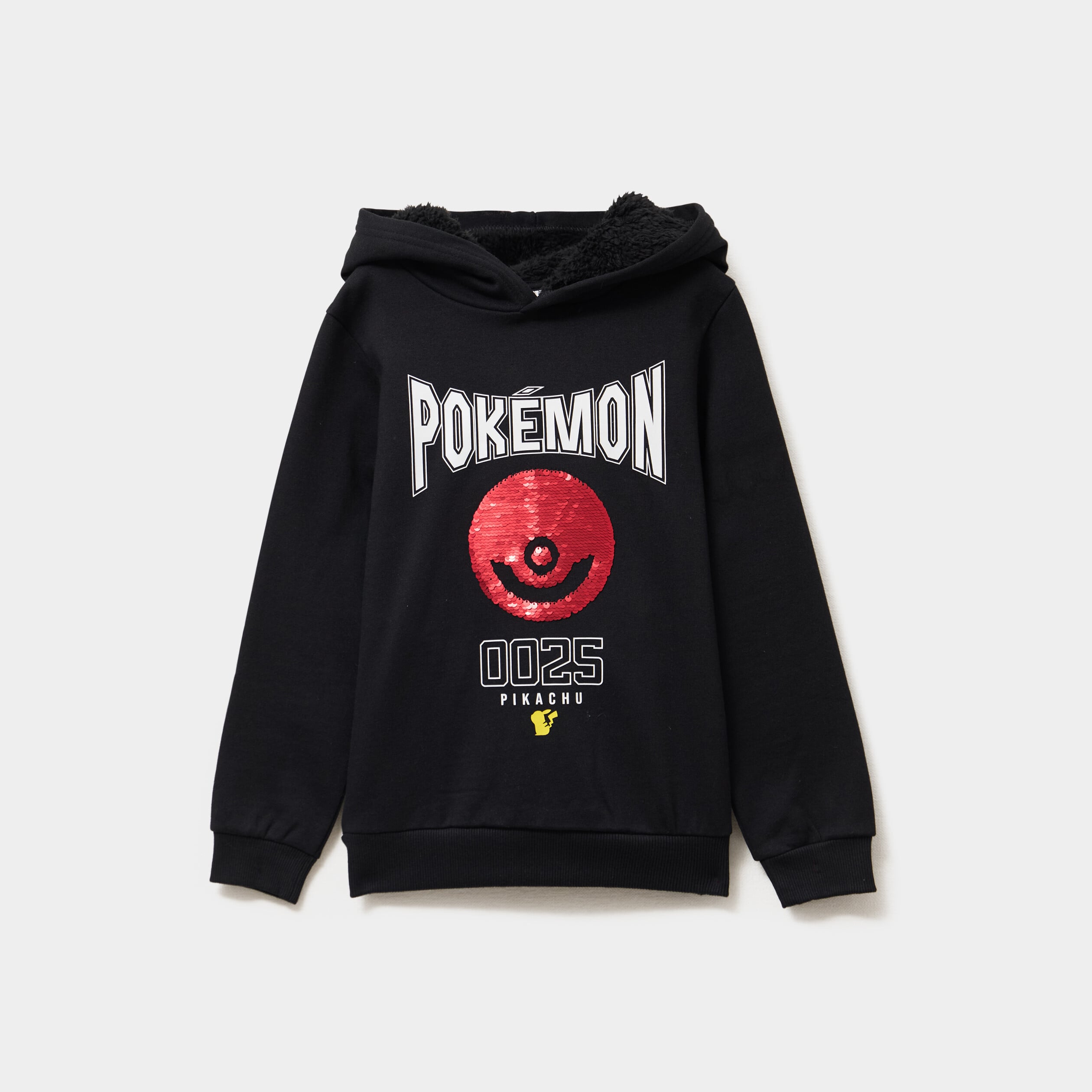 Sweat hoodie sequins r&eacute;versibles Pok&eacute;mon noir gar&ccedil;on
